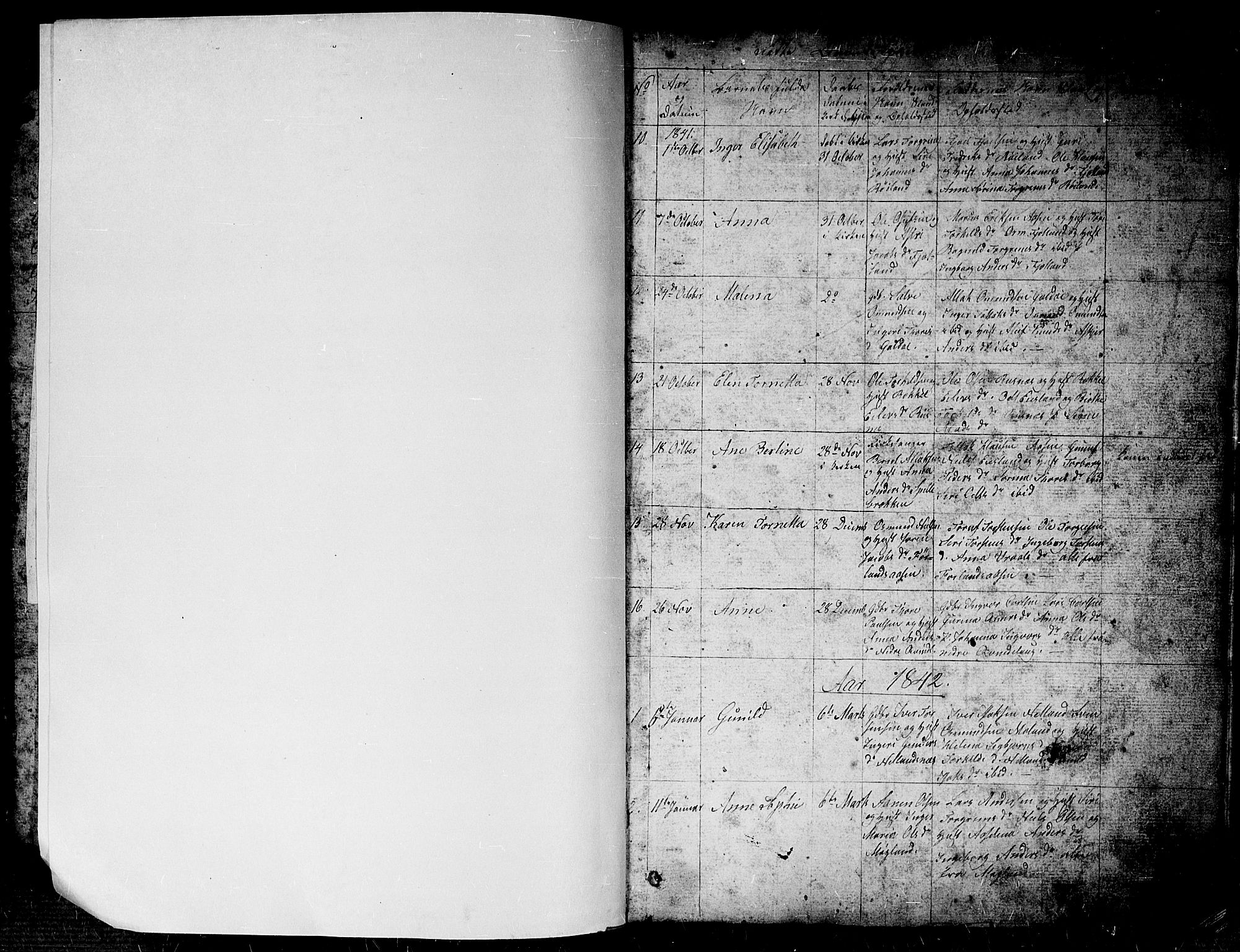 Fjotland sokneprestkontor, SAK/1111-0010/F/Fb/L0002: Parish register (copy) no. B 2, 1841-1871, p. 1