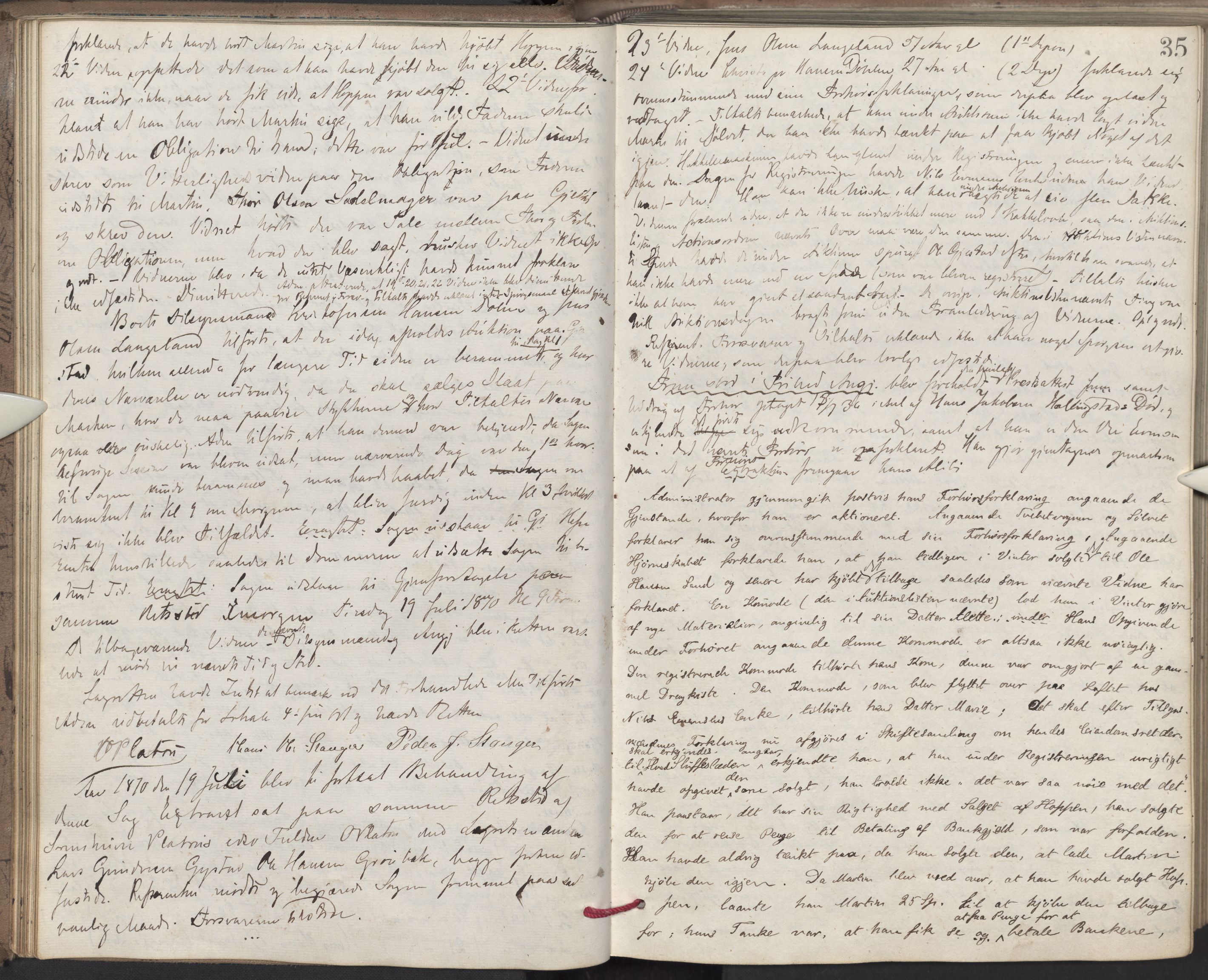Nes tingrett, AV/SAO-A-10548/F/Fc/Fcb/L0007: Ekstrarettsprotokoll "Q", 1870-1874, p. 34b-35a