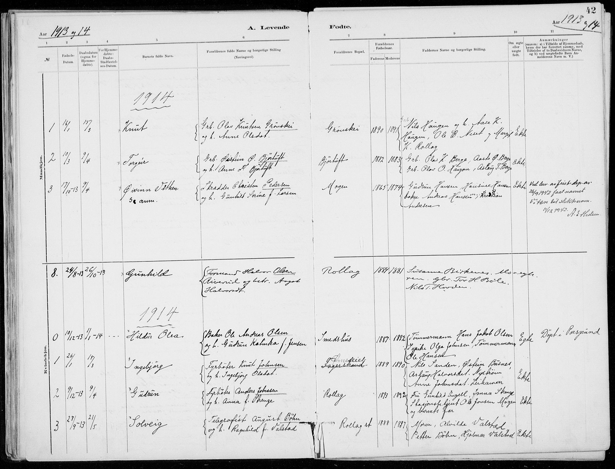 Tinn kirkebøker, SAKO/A-308/F/Fb/L0002: Parish register (official) no. II 2, 1878-1917, p. 42