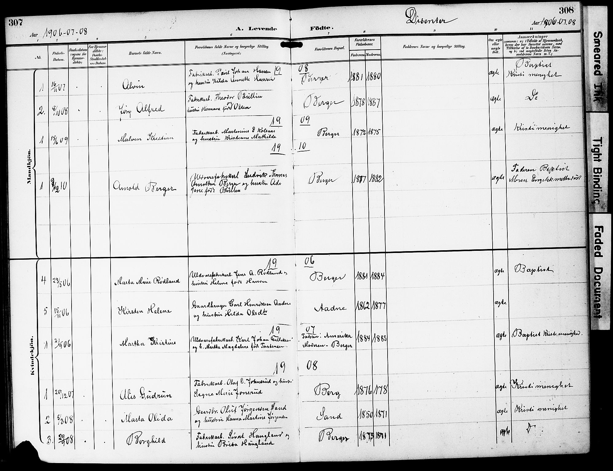 Strømm kirkebøker, AV/SAKO-A-322/G/Ga/L0004: Parish register (copy) no. I 4, 1897-1927, p. 307-308