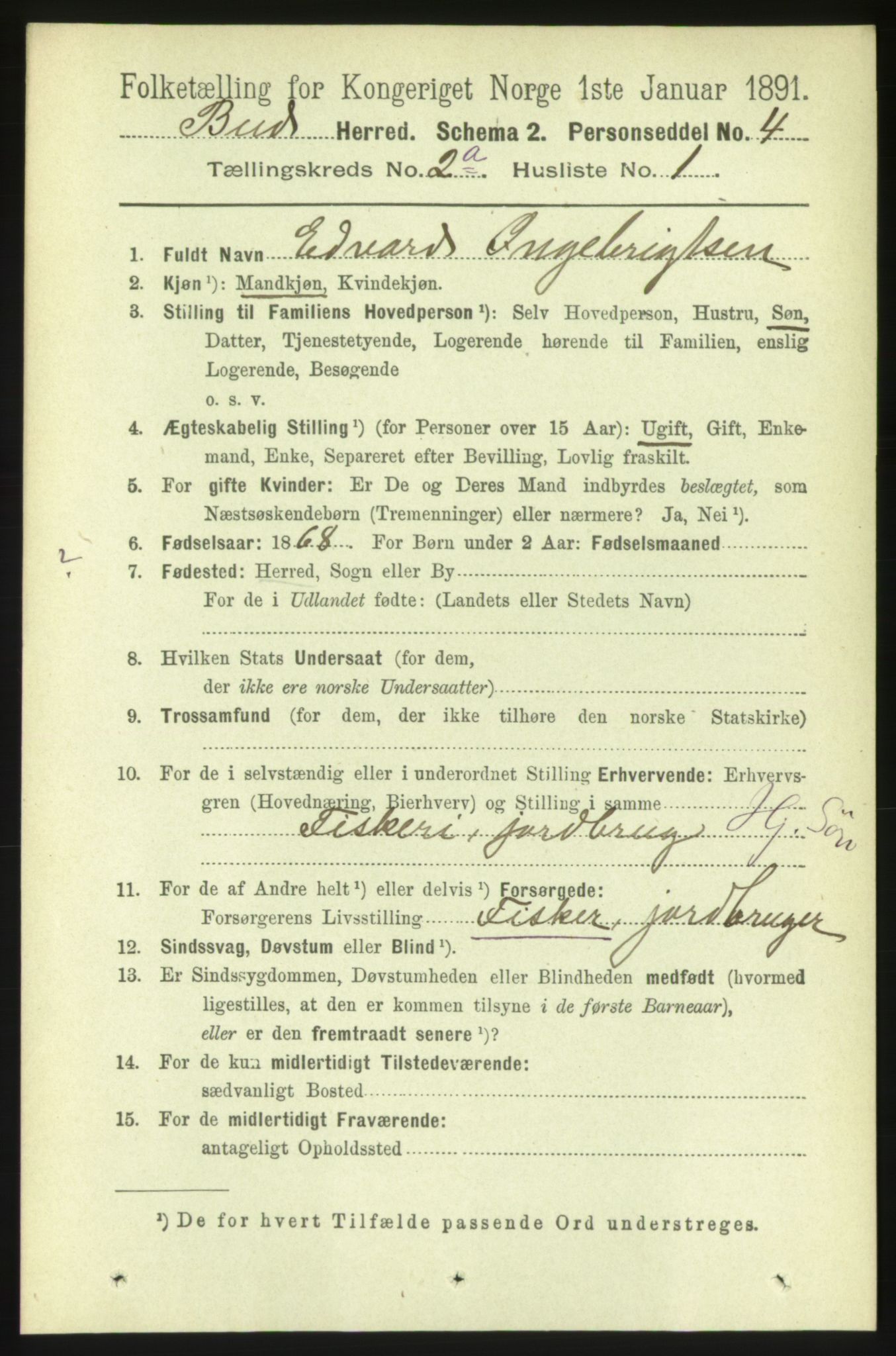 RA, 1891 census for 1549 Bud, 1891, p. 739