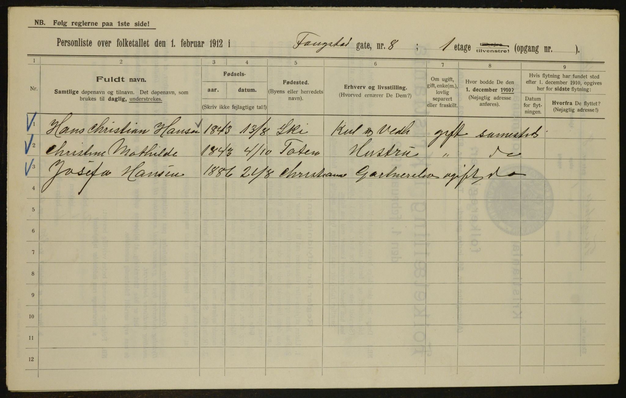 OBA, Municipal Census 1912 for Kristiania, 1912, p. 25343