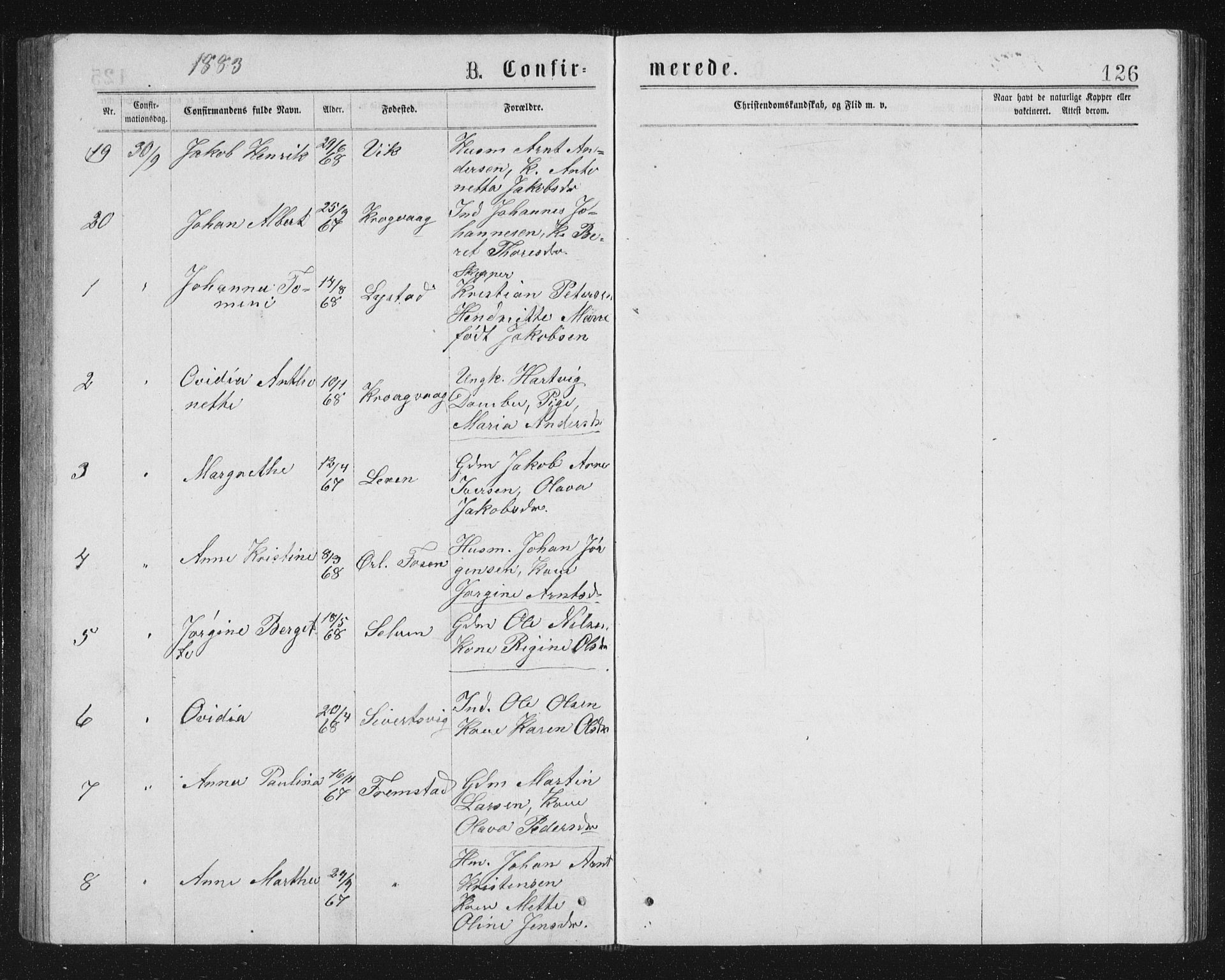 Ministerialprotokoller, klokkerbøker og fødselsregistre - Sør-Trøndelag, AV/SAT-A-1456/662/L0756: Parish register (copy) no. 662C01, 1869-1891, p. 126