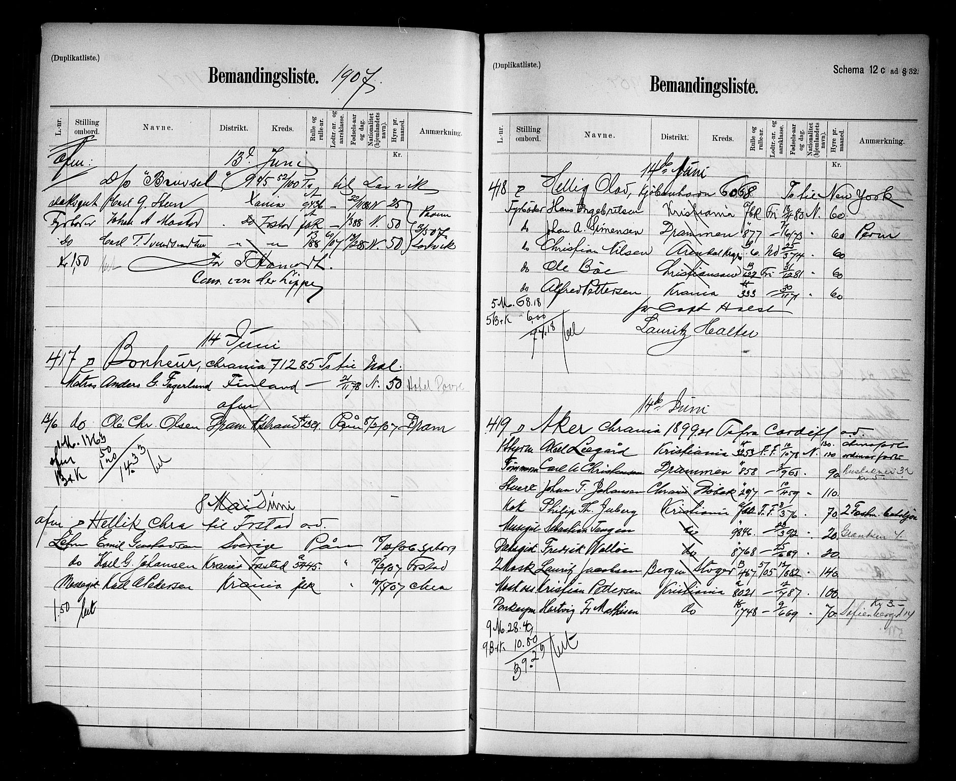 Oslo mønstringskontor, AV/SAO-A-10569g/G/Ga/L0010: Mønstringsjournal, 1906-1907