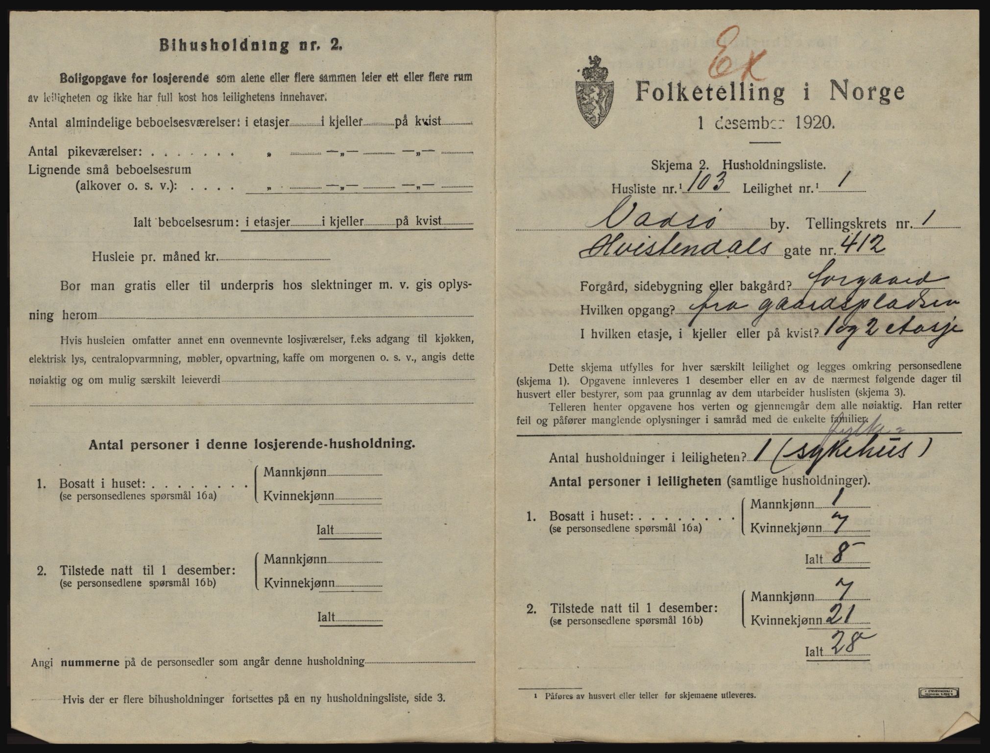 SATØ, 1920 census for Vadsø, 1920, p. 856