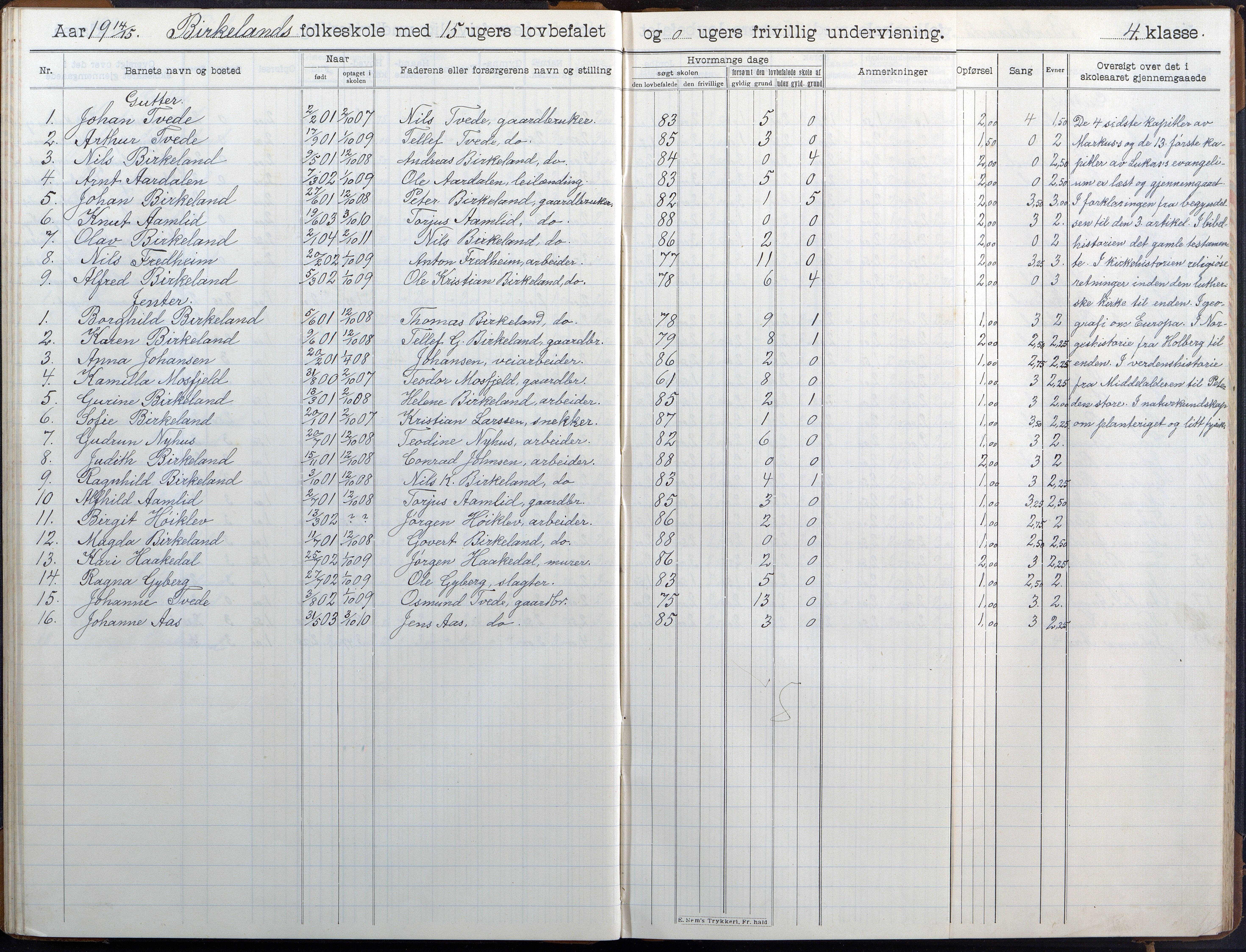 Birkenes kommune, Birkenes krets/Birkeland folkeskole frem til 1991, AAKS/KA0928-550a_91/F02/L0007: Skoleprotokoll, 1907-1931