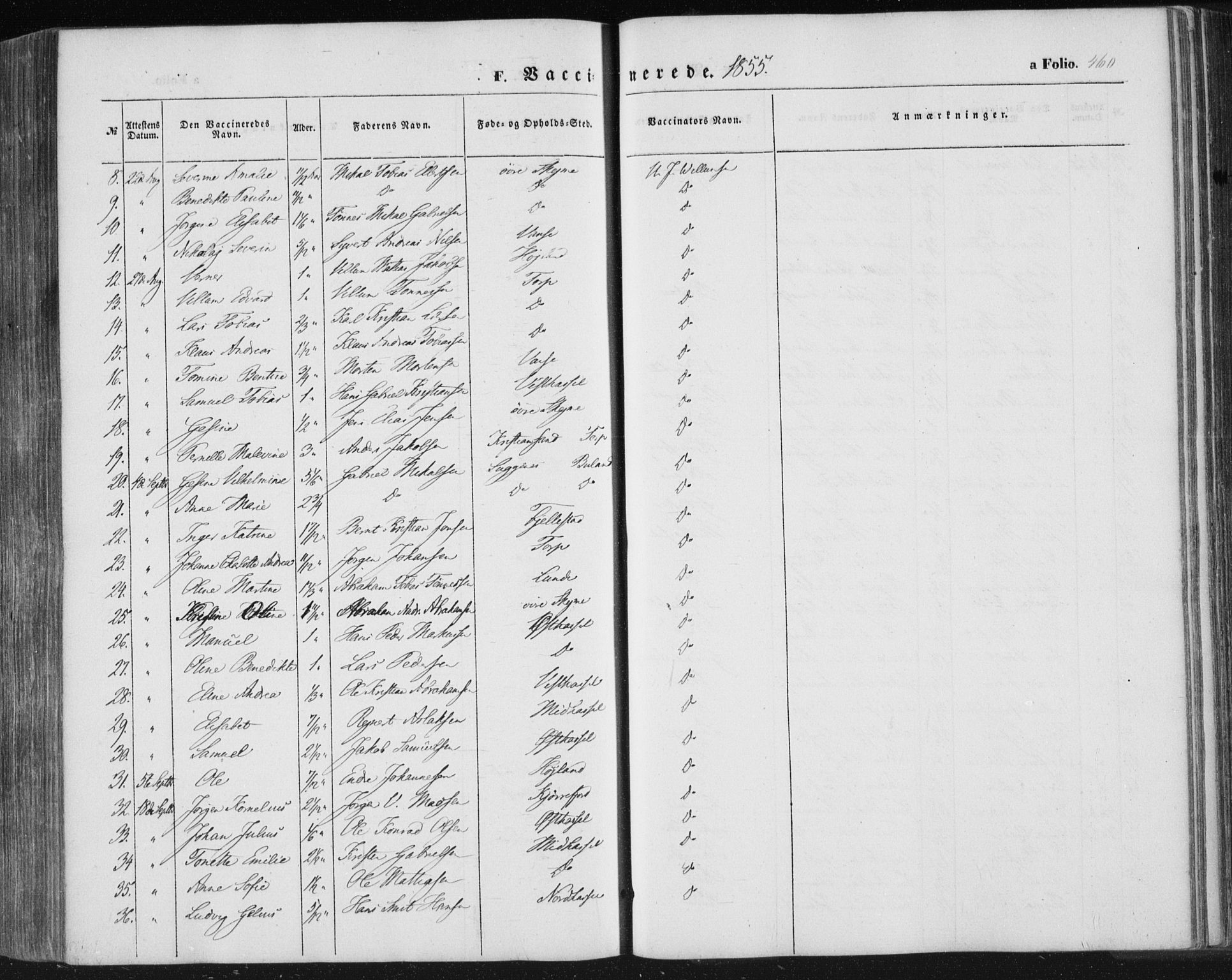 Lista sokneprestkontor, SAK/1111-0027/F/Fa/L0010: Parish register (official) no. A 10, 1846-1861, p. 460