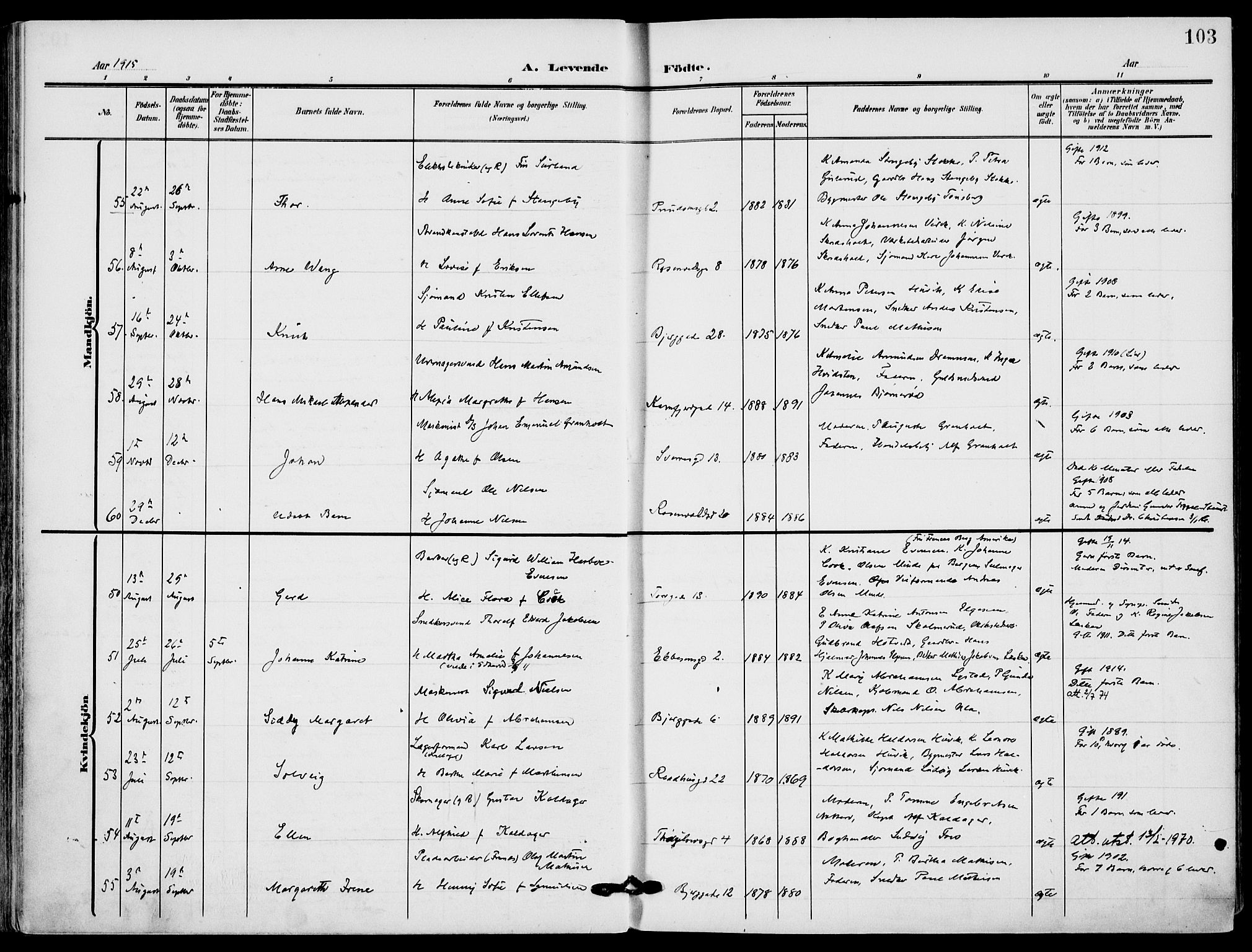 Sandefjord kirkebøker, AV/SAKO-A-315/F/Fa/L0005: Parish register (official) no. 5, 1906-1915, p. 103