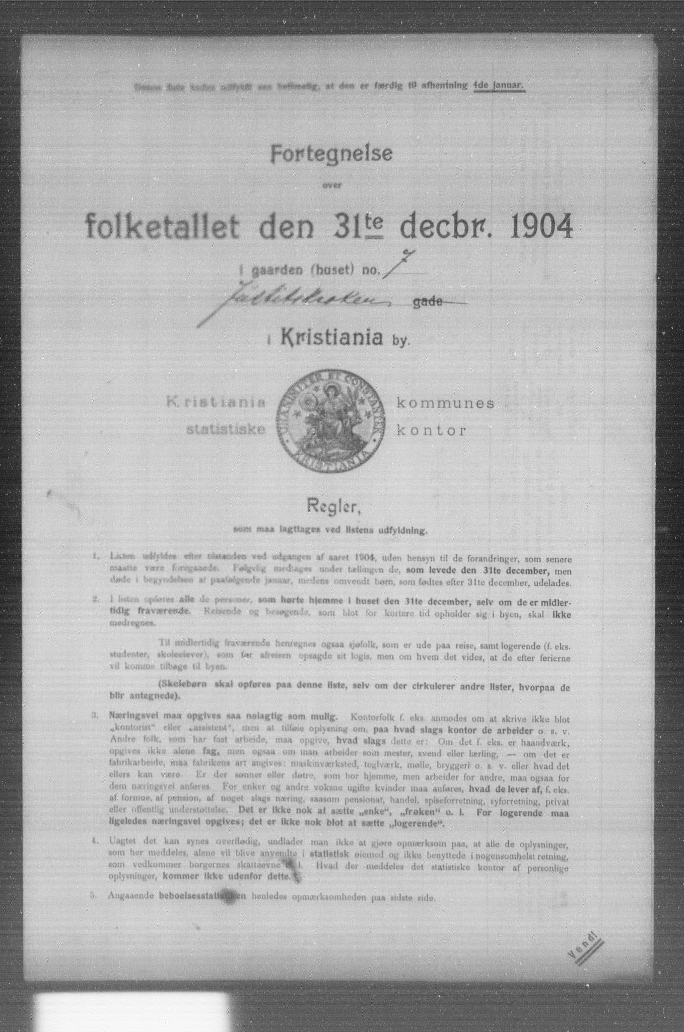 OBA, Municipal Census 1904 for Kristiania, 1904, p. 9147