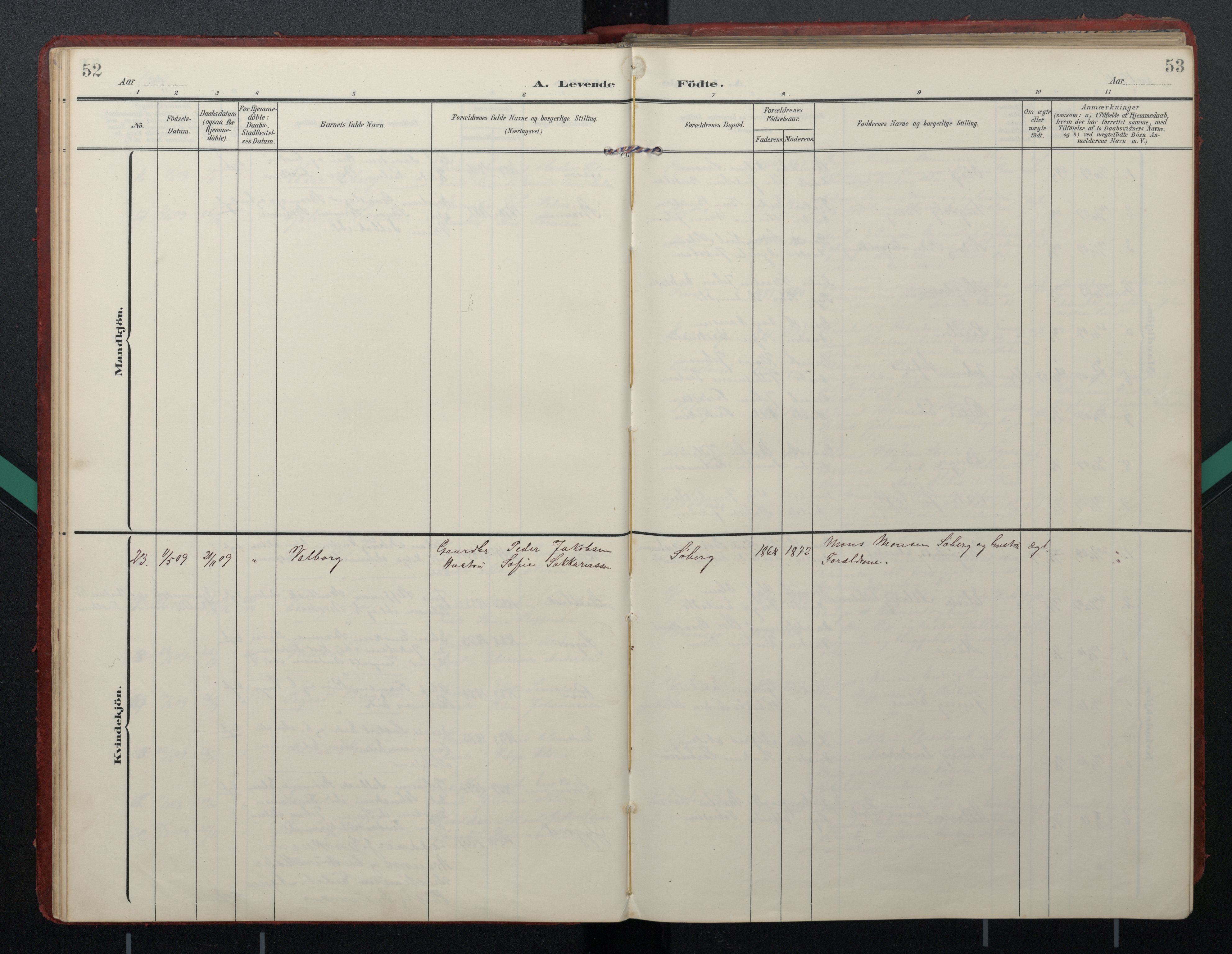 Ministerialprotokoller, klokkerbøker og fødselsregistre - Nordland, AV/SAT-A-1459/892/L1322: Parish register (official) no. 892A03, 1904-1921, p. 52-53