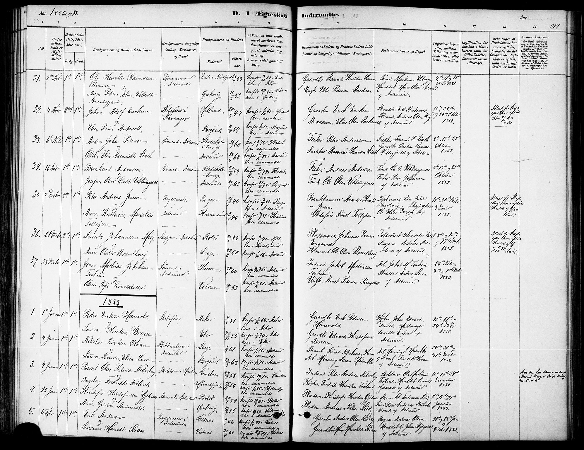 Ministerialprotokoller, klokkerbøker og fødselsregistre - Møre og Romsdal, AV/SAT-A-1454/529/L0454: Parish register (official) no. 529A04, 1878-1885, p. 217