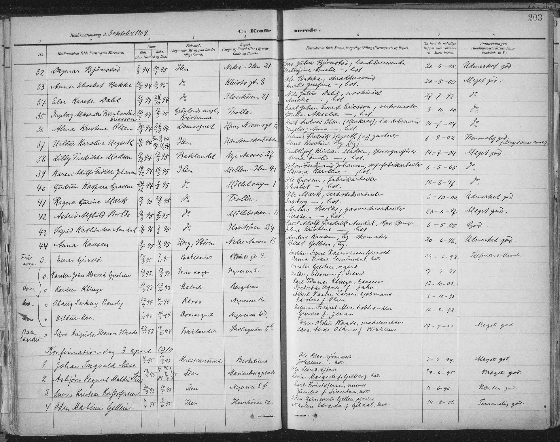 Ministerialprotokoller, klokkerbøker og fødselsregistre - Sør-Trøndelag, SAT/A-1456/603/L0167: Parish register (official) no. 603A06, 1896-1932, p. 203