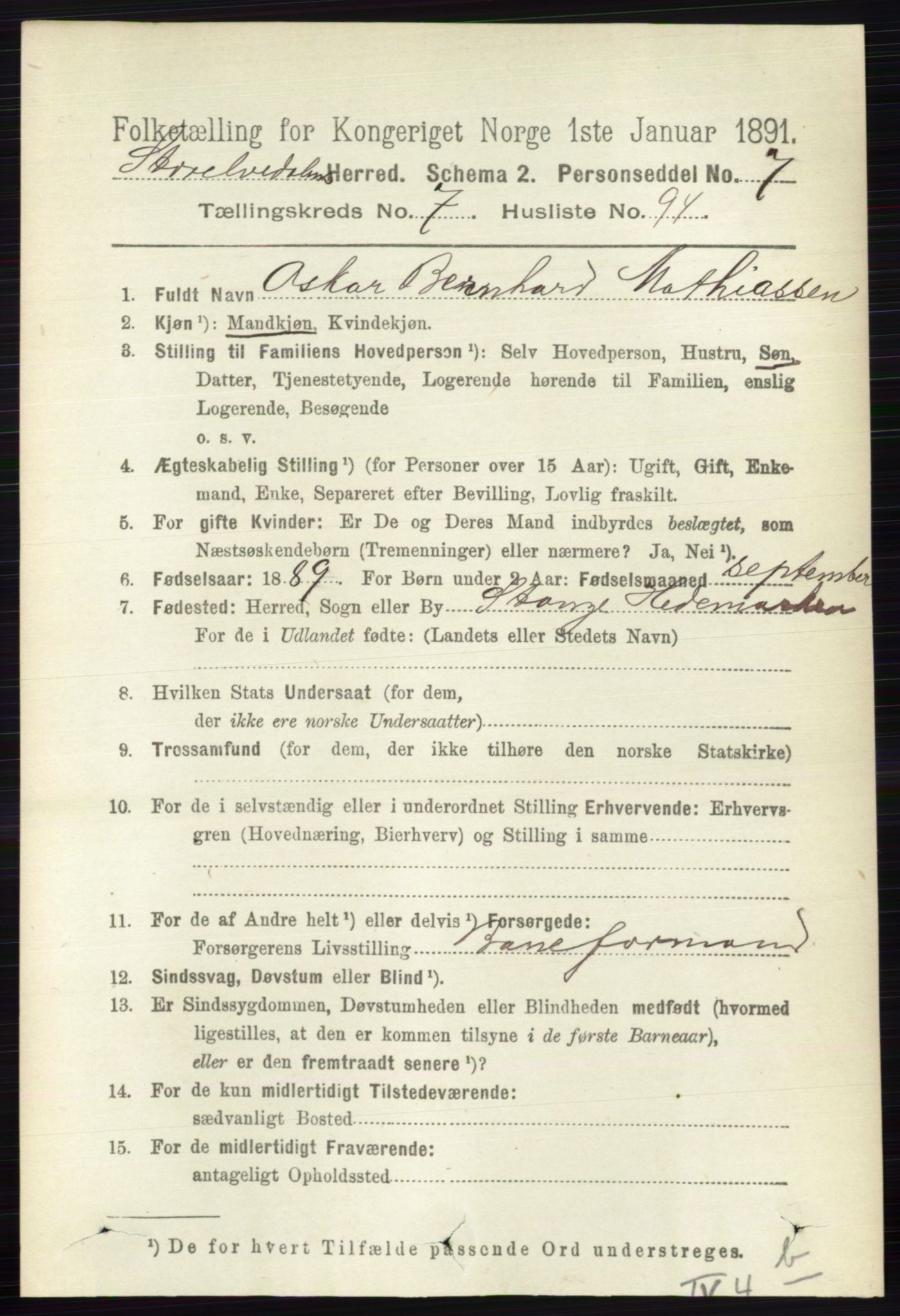 RA, 1891 census for 0430 Stor-Elvdal, 1891, p. 3373