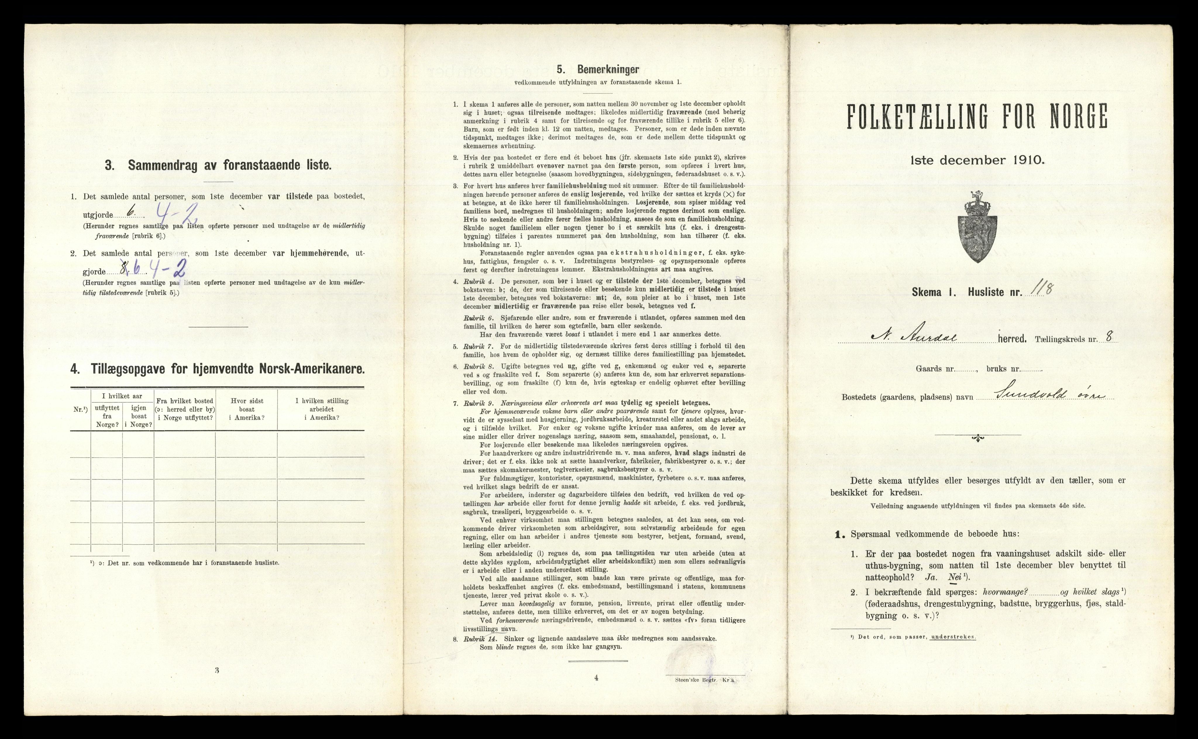 RA, 1910 census for Nord-Aurdal, 1910, p. 1343