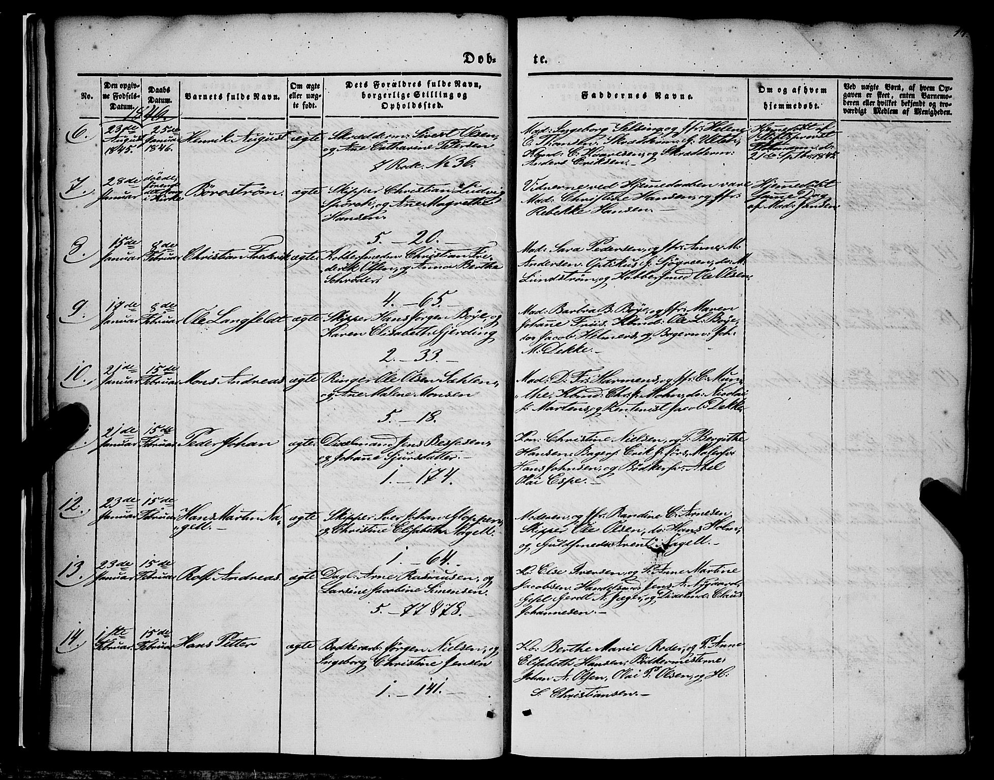 Nykirken Sokneprestembete, AV/SAB-A-77101/H/Haa/L0014: Parish register (official) no. B 1, 1844-1858, p. 14