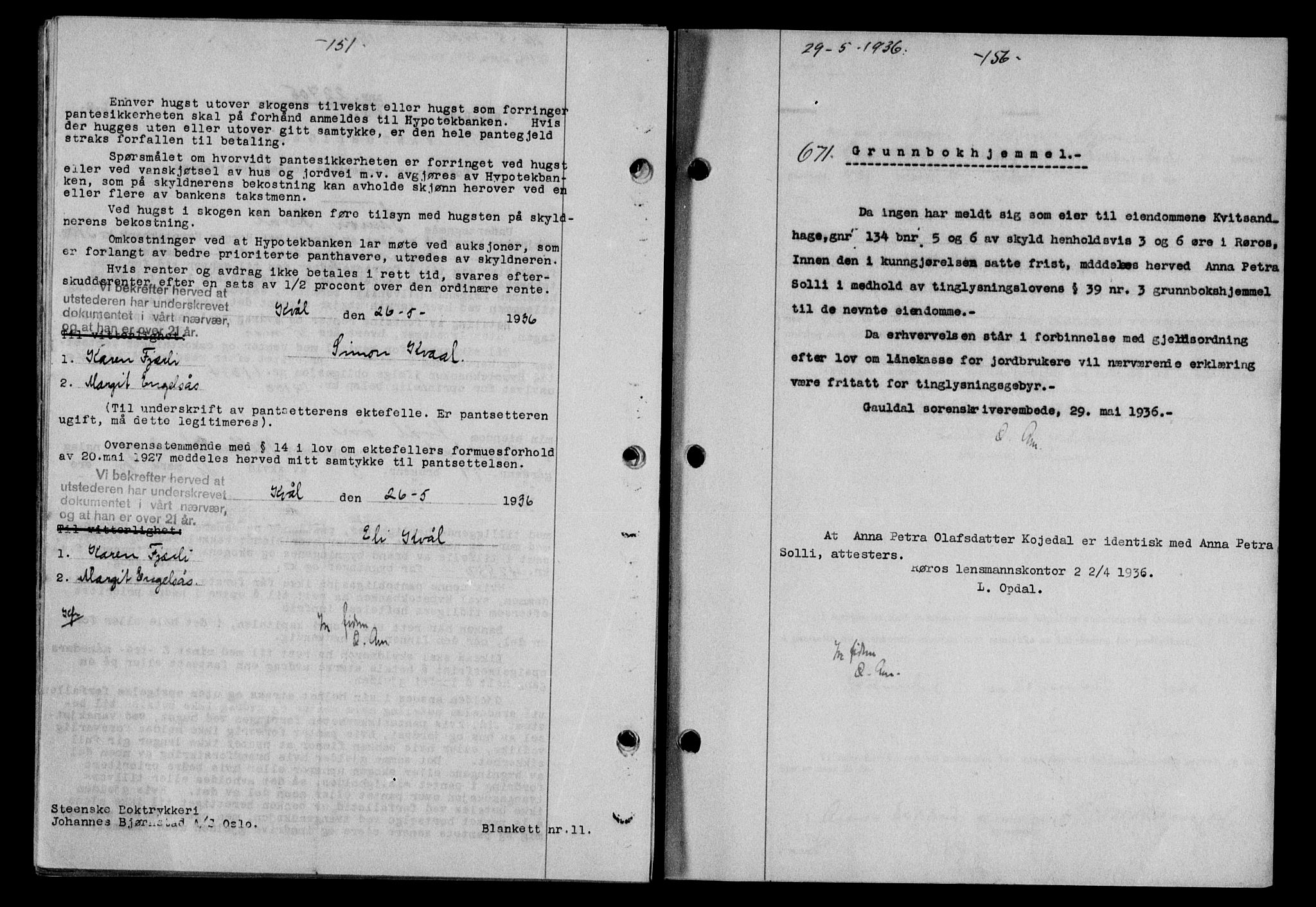 Gauldal sorenskriveri, SAT/A-0014/1/2/2C/L0045: Mortgage book no. 47-49, 1935-1936, Deed date: 29.05.1936
