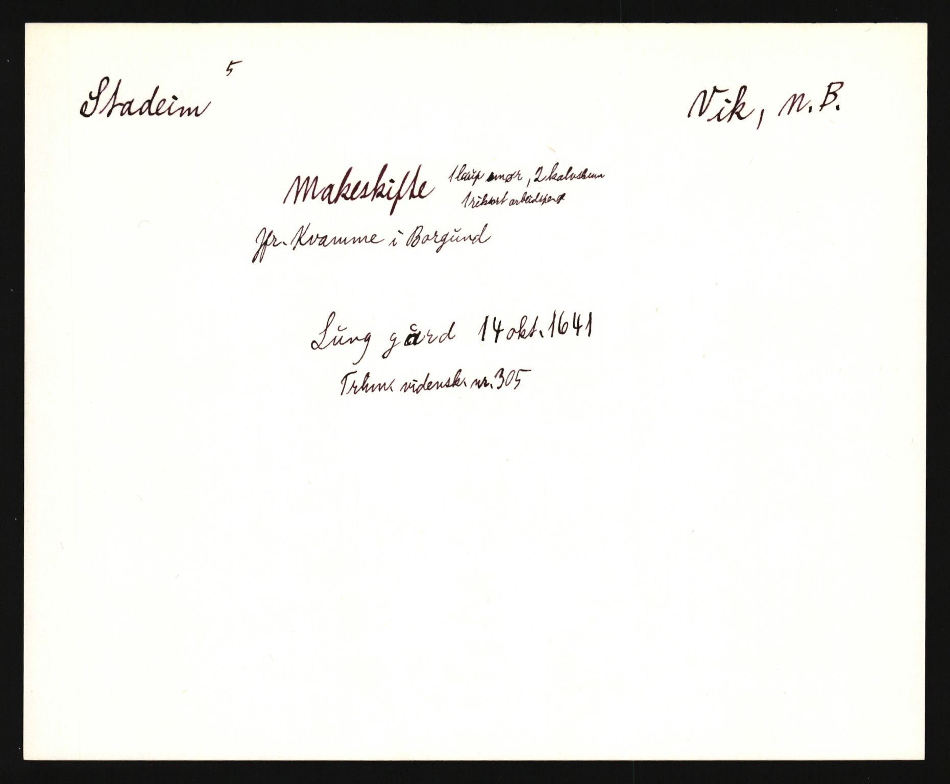 Riksarkivets diplomsamling, AV/RA-EA-5965/F35/F35e/L0030: Registreringssedler Sogn og Fjordane, 1400-1700, p. 275