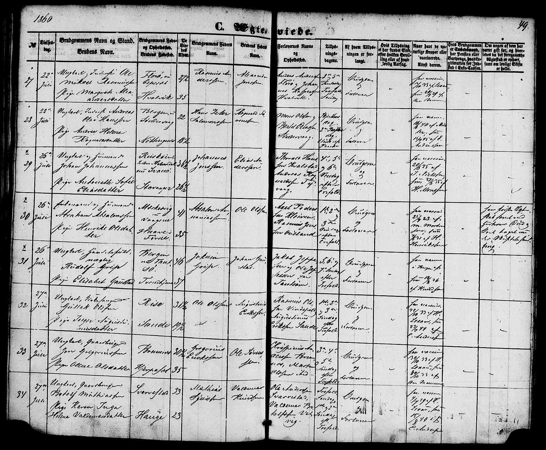 Kinn sokneprestembete, AV/SAB-A-80801/H/Haa/Haaa/L0010: Parish register (official) no. A 10, 1852-1869, p. 49