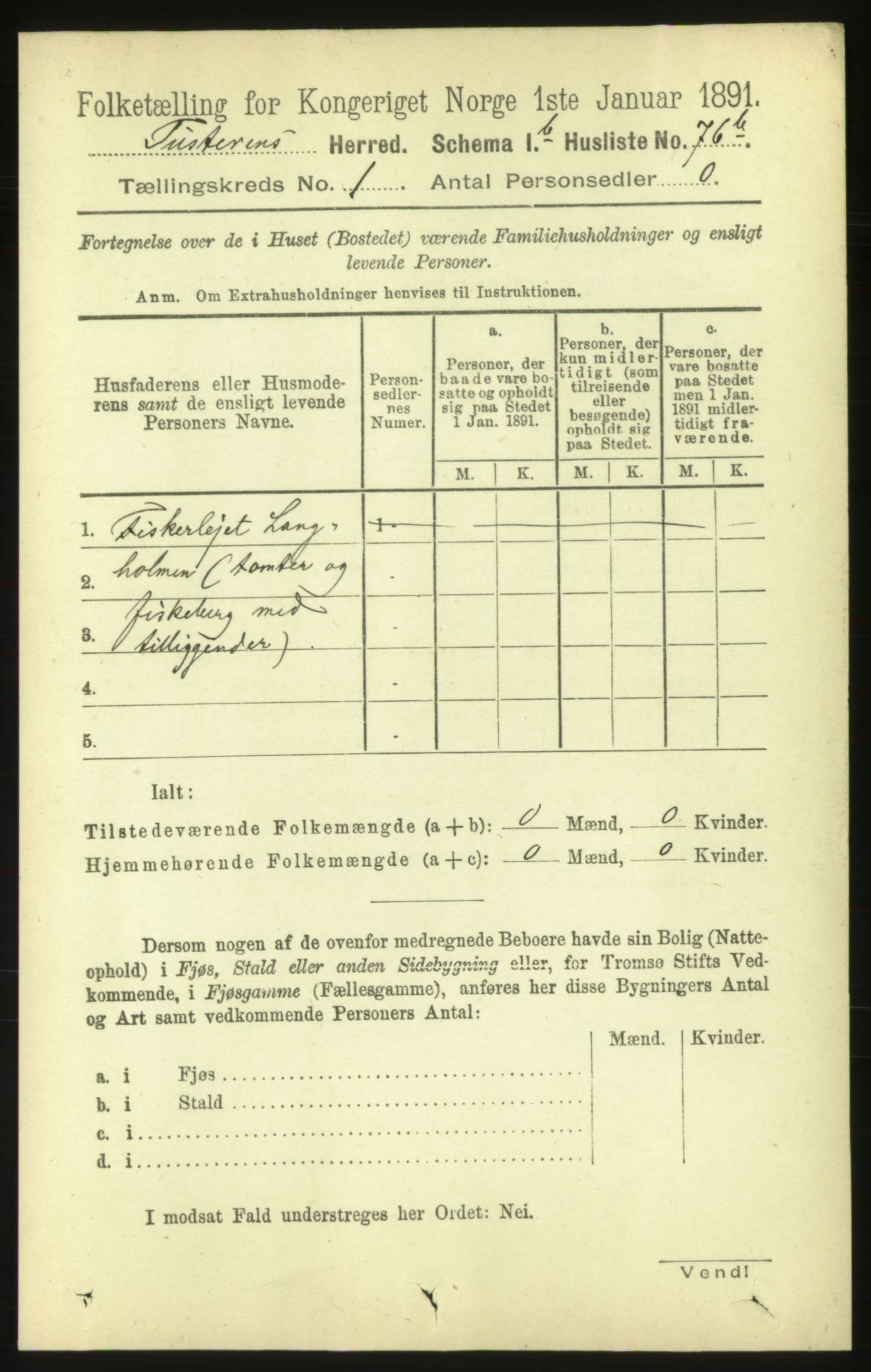 RA, 1891 census for 1572 Tustna, 1891, p. 97