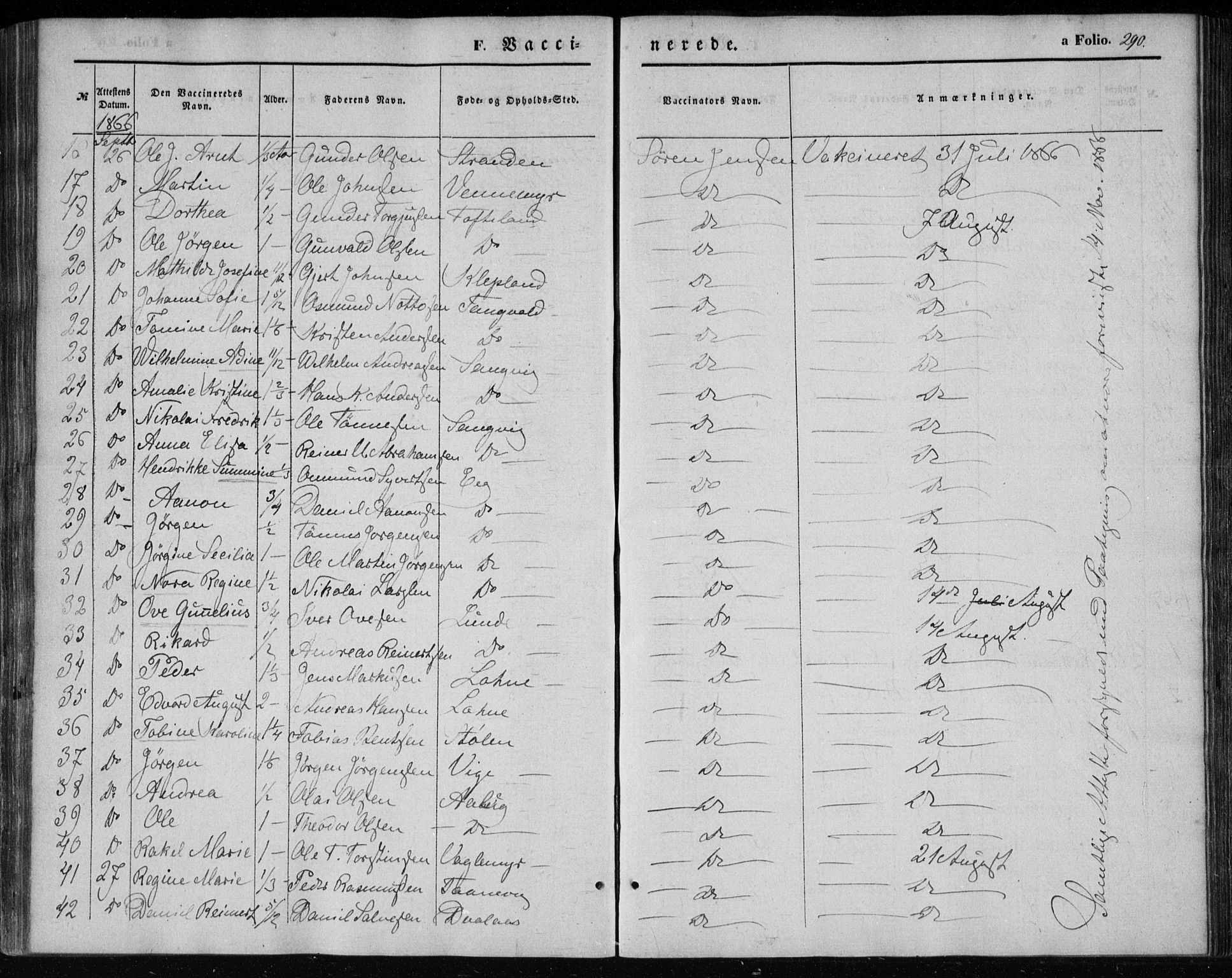Søgne sokneprestkontor, SAK/1111-0037/F/Fa/Fab/L0010: Parish register (official) no. A 10, 1853-1869, p. 290