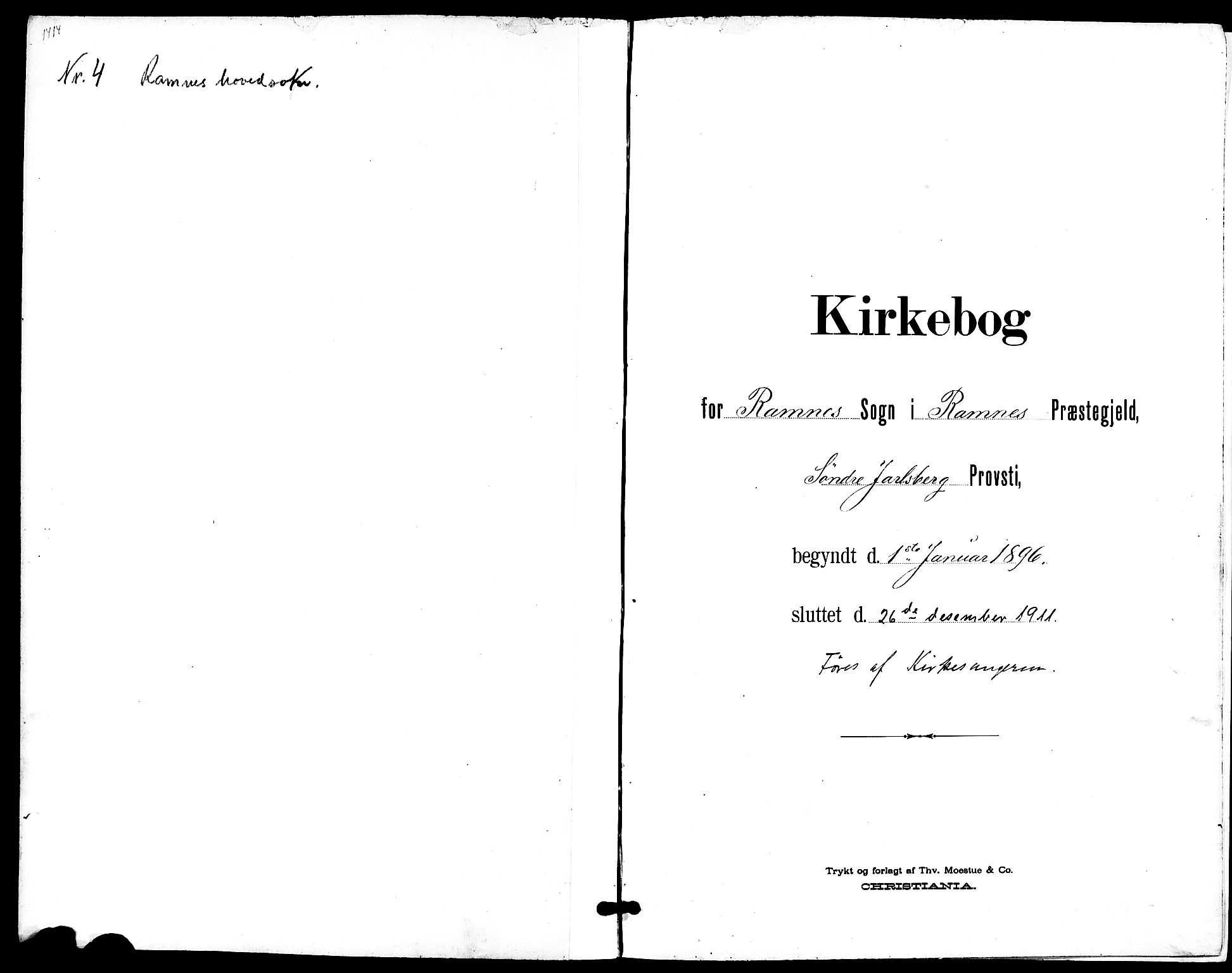 Ramnes kirkebøker, AV/SAKO-A-314/G/Ga/L0004: Parish register (copy) no. I 4, 1896-1911