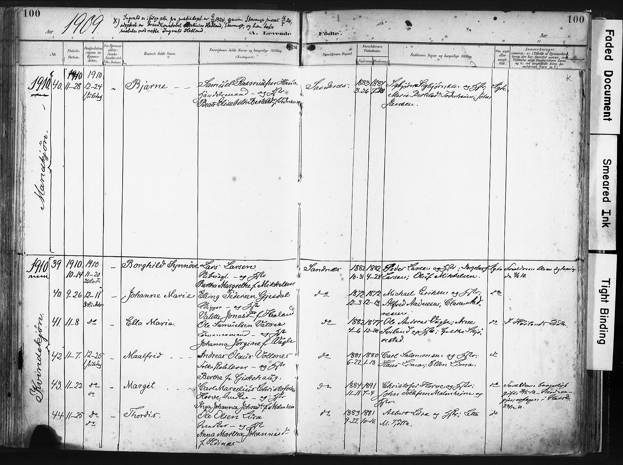 Høyland sokneprestkontor, SAST/A-101799/001/30BA/L0016: Parish register (official) no. A 16, 1899-1911, p. 100k