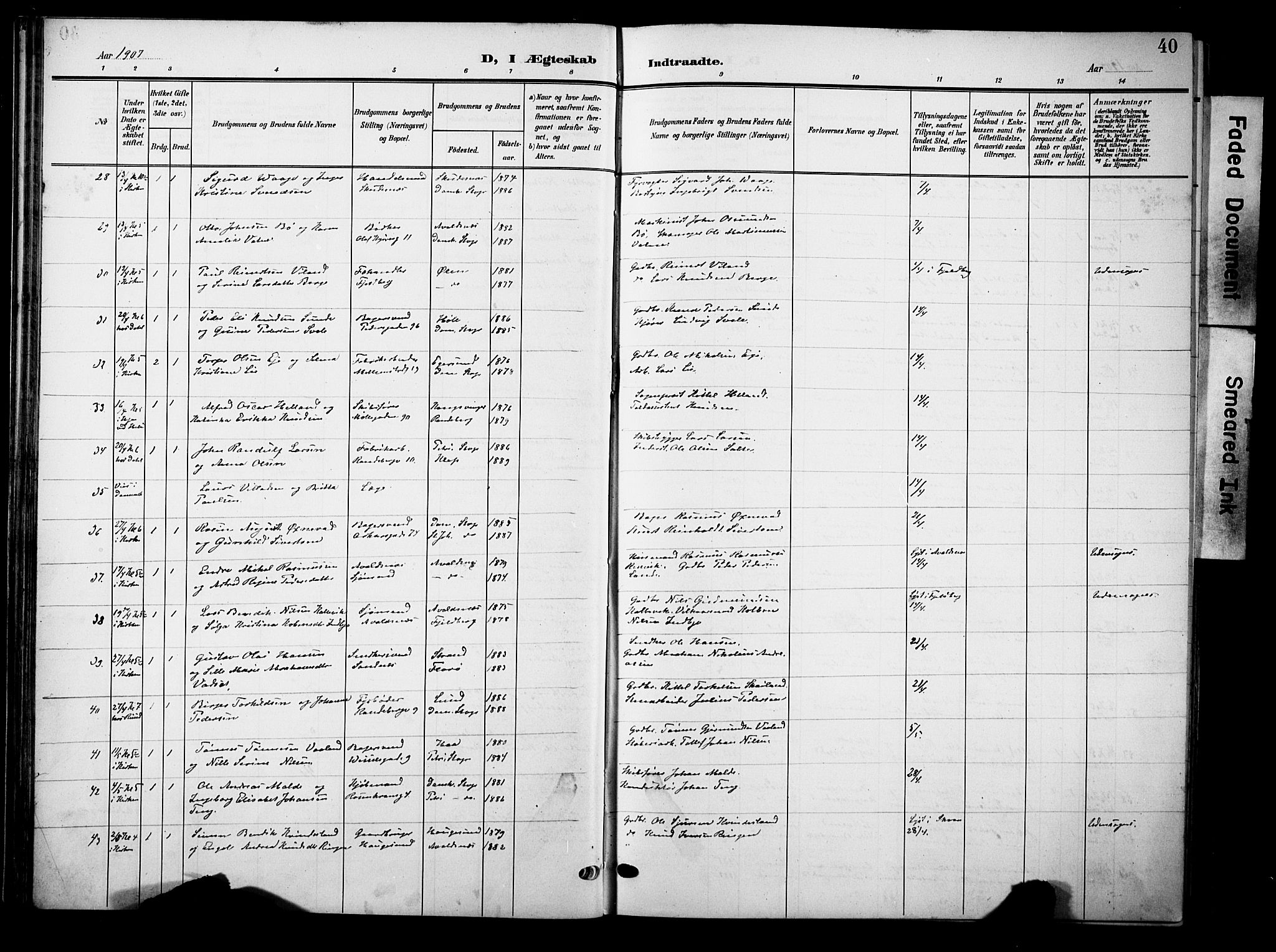 Domkirken sokneprestkontor, SAST/A-101812/001/30/30BB/L0017: Parish register (copy) no. B 17, 1902-1921, p. 40