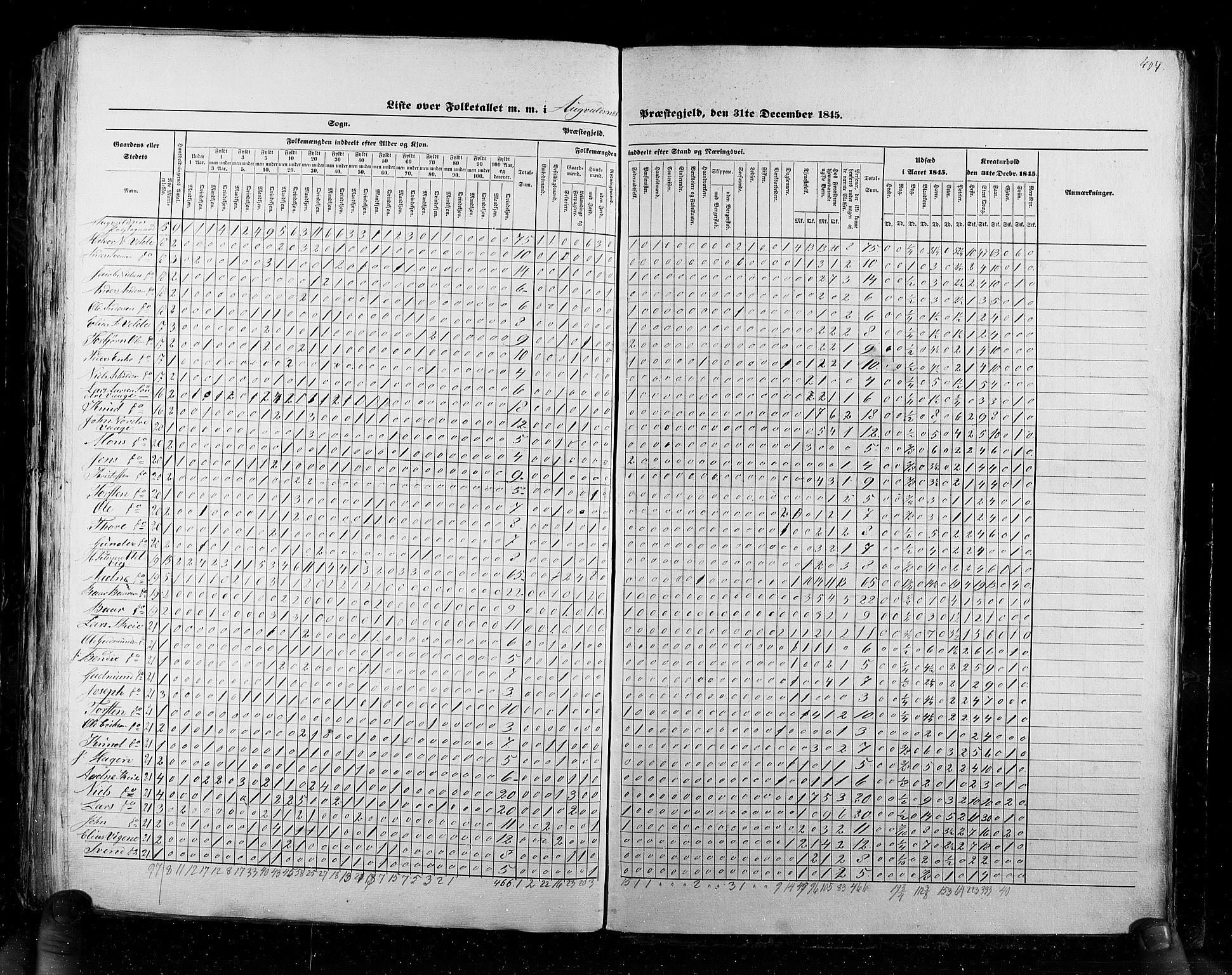 RA, Census 1845, vol. 6: Lister og Mandal amt og Stavanger amt, 1845, p. 404