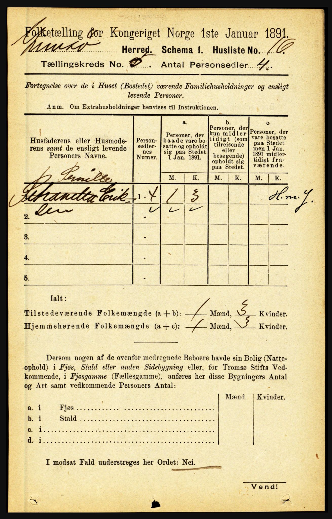 RA, 1891 census for 1864 Gimsøy, 1891, p. 824