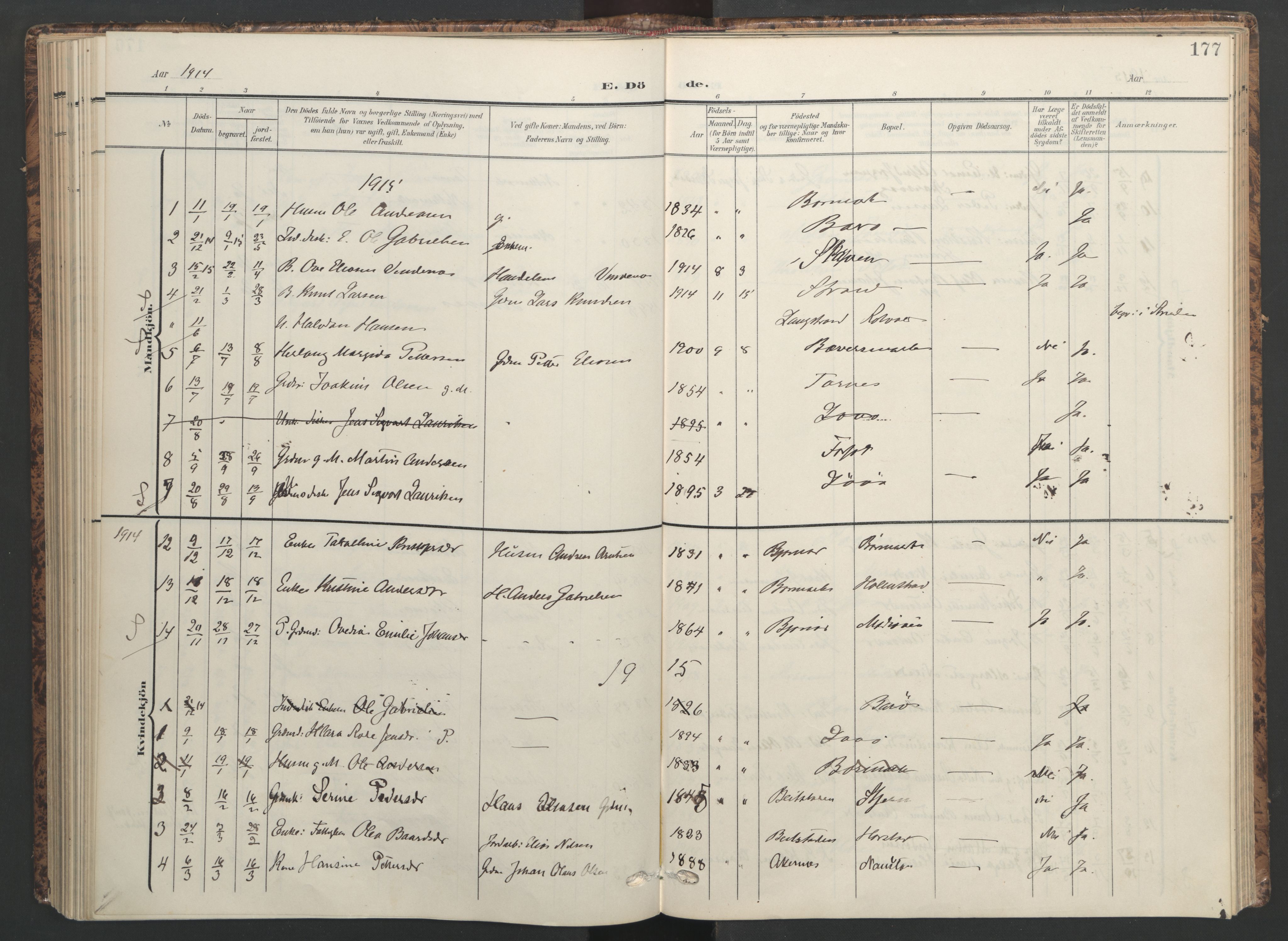 Ministerialprotokoller, klokkerbøker og fødselsregistre - Sør-Trøndelag, SAT/A-1456/655/L0682: Parish register (official) no. 655A11, 1908-1922, p. 177