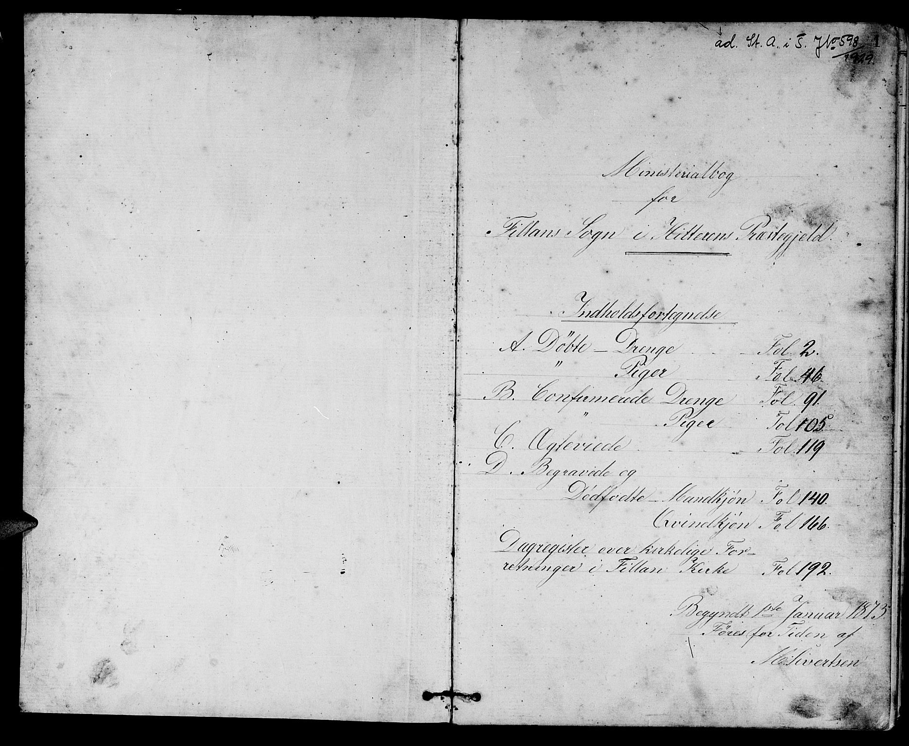 Ministerialprotokoller, klokkerbøker og fødselsregistre - Sør-Trøndelag, AV/SAT-A-1456/637/L0561: Parish register (copy) no. 637C02, 1873-1882, p. 1