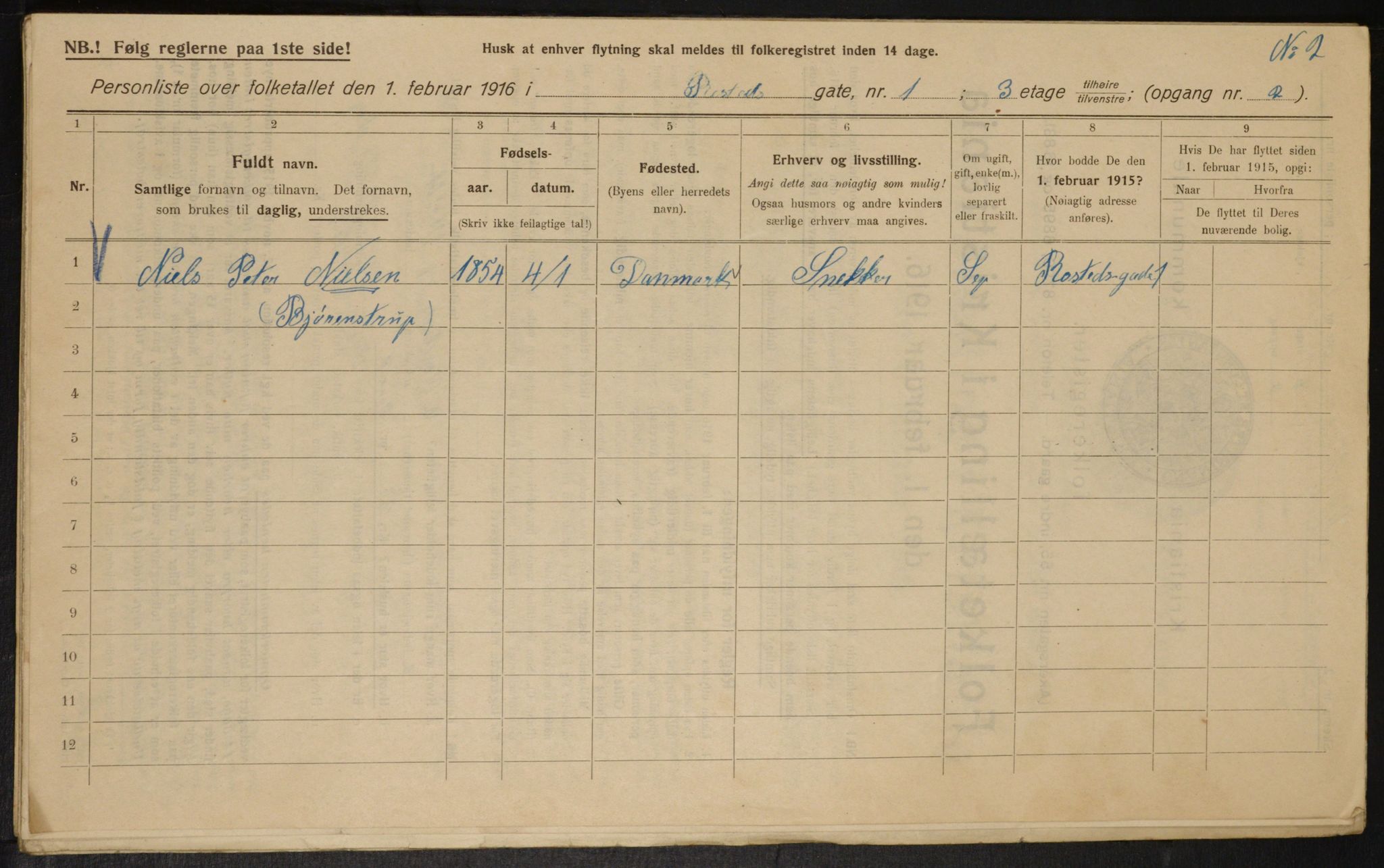 OBA, Municipal Census 1916 for Kristiania, 1916, p. 86352