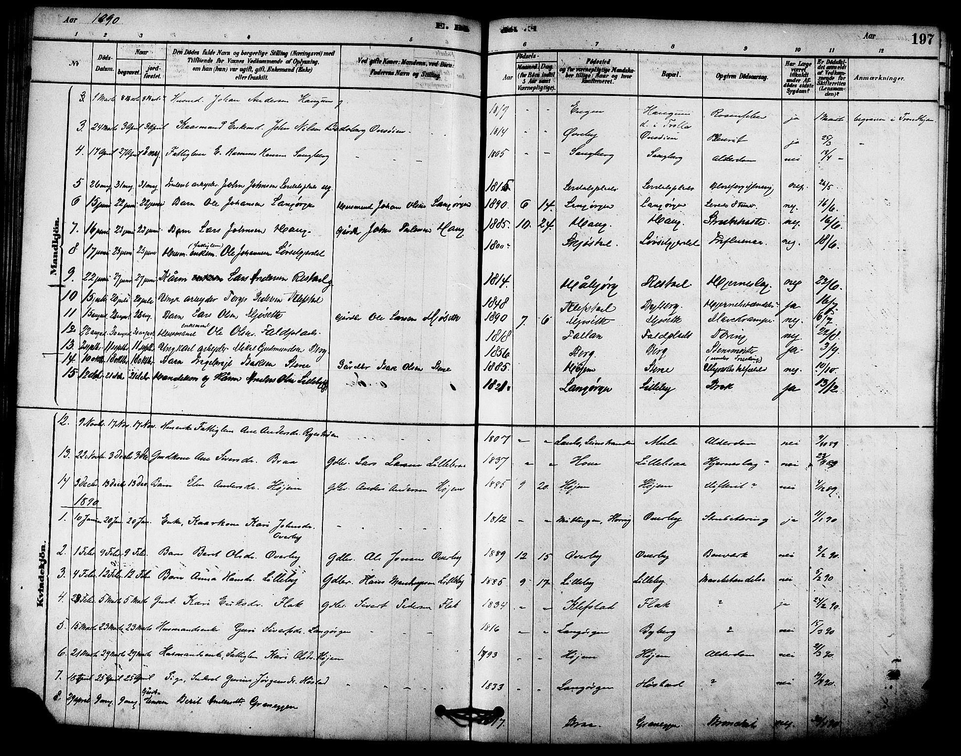 Ministerialprotokoller, klokkerbøker og fødselsregistre - Sør-Trøndelag, SAT/A-1456/612/L0378: Parish register (official) no. 612A10, 1878-1897, p. 197