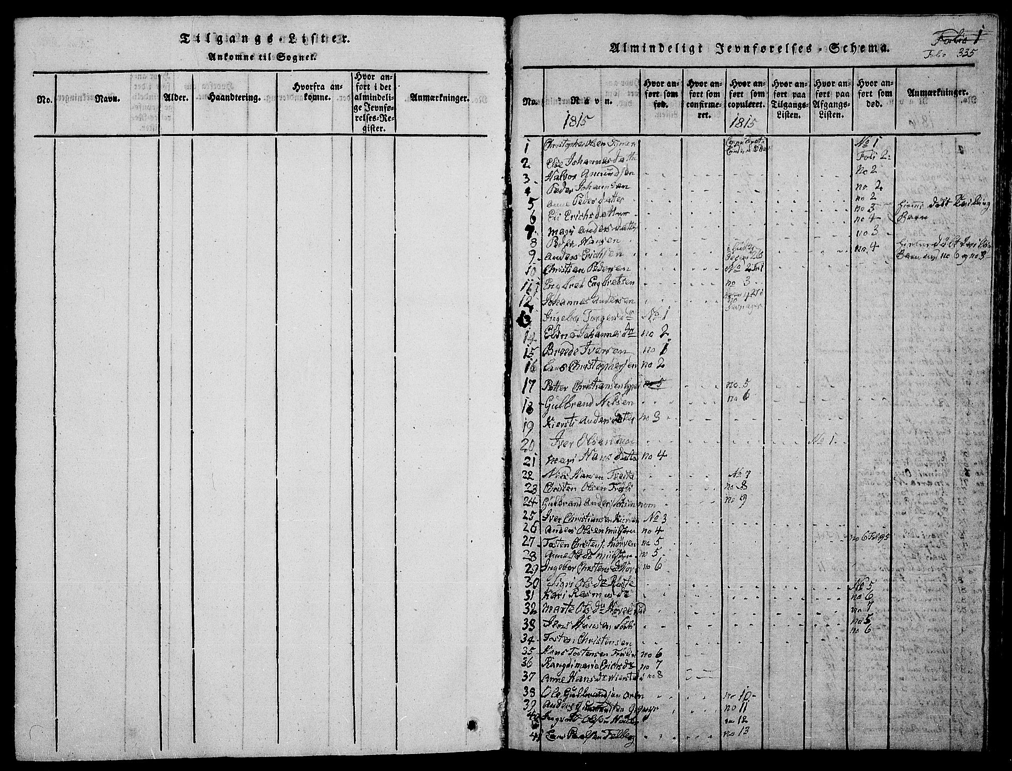 Jevnaker prestekontor, SAH/PREST-116/H/Ha/Hab/L0001: Parish register (copy) no. 1, 1815-1837, p. 335