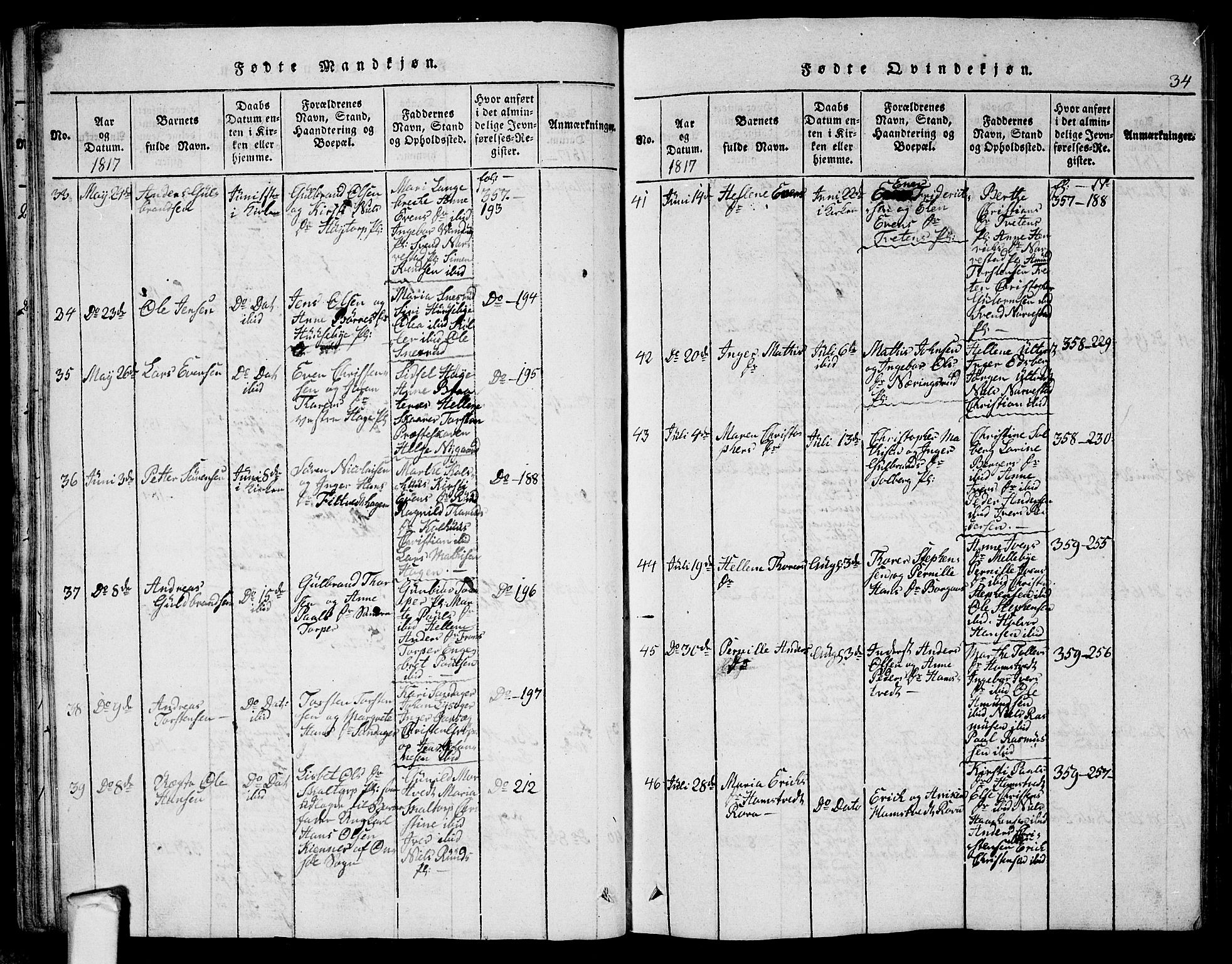 Eidsberg prestekontor Kirkebøker, AV/SAO-A-10905/G/Ga/L0001: Parish register (copy) no. I 1, 1814-1831, p. 34