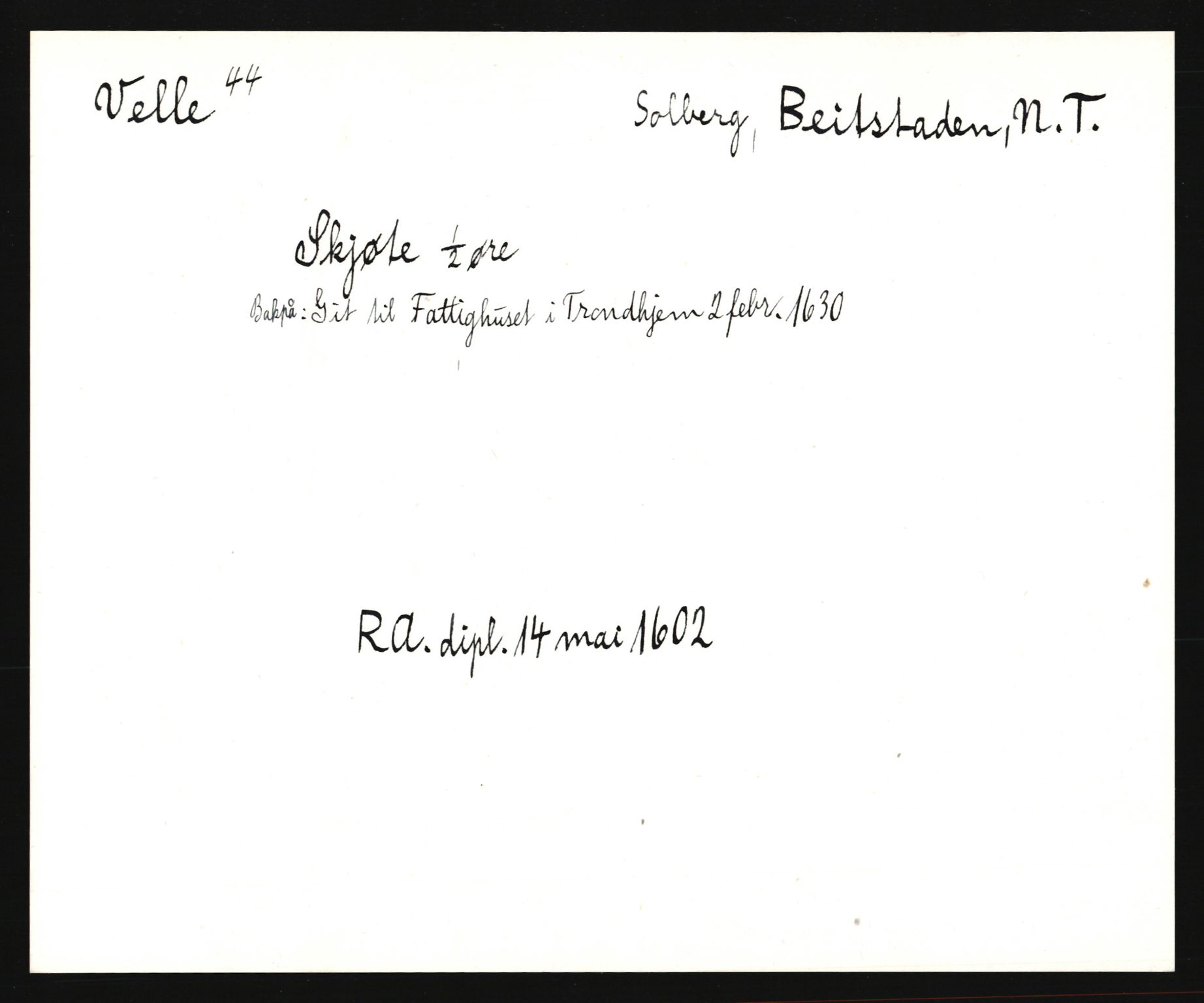 Riksarkivets diplomsamling, AV/RA-EA-5965/F35/F35e/L0033: Registreringssedler Nord-Trøndelag, 1400-1700, p. 147