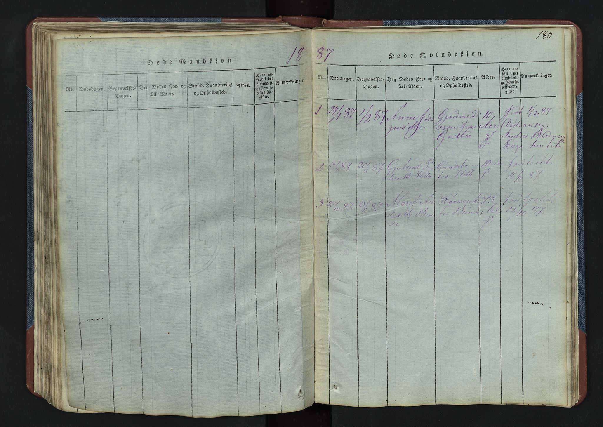 Vang prestekontor, Valdres, SAH/PREST-140/H/Hb/L0003: Parish register (copy) no. 3, 1814-1892, p. 180