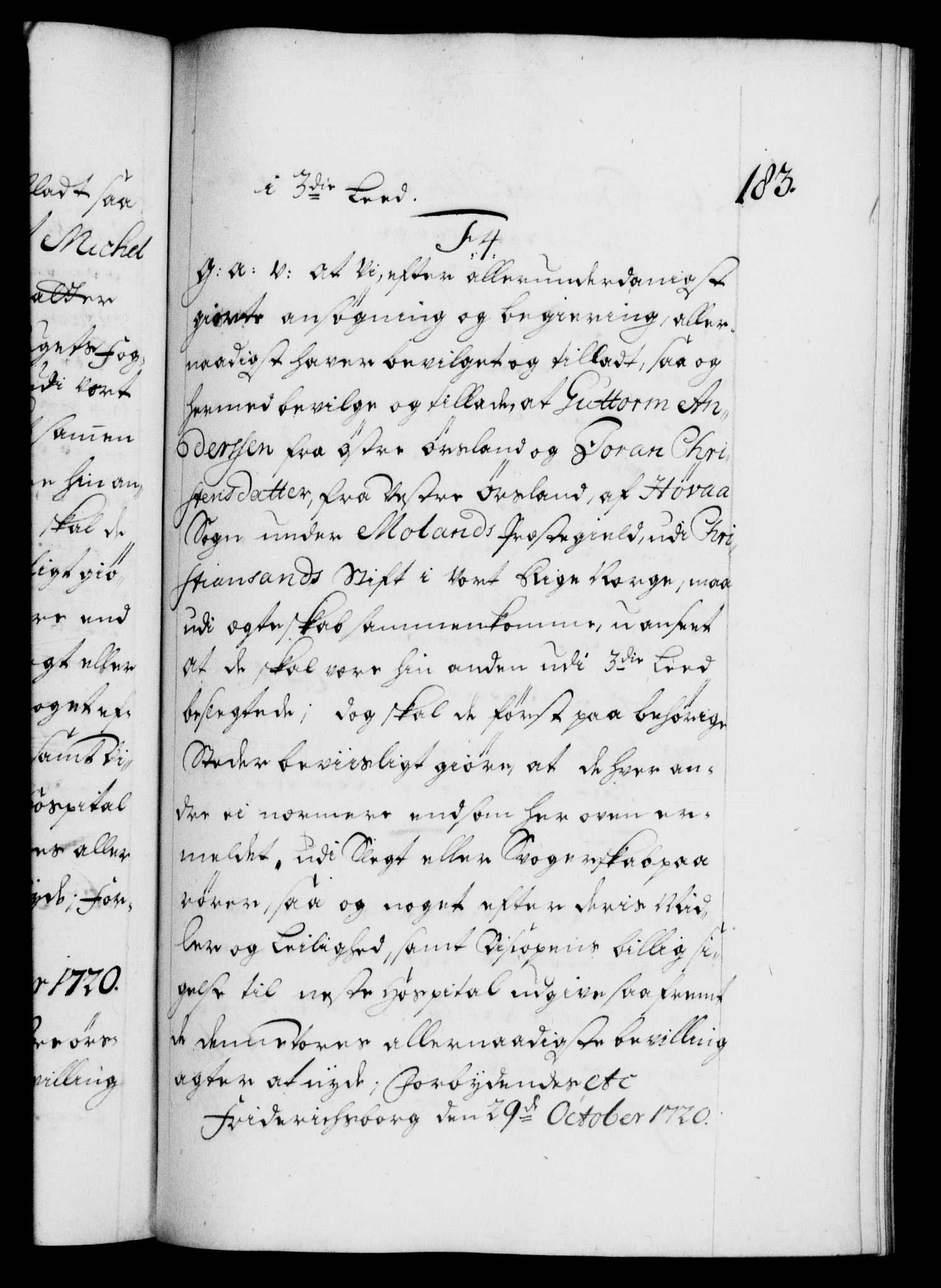 Danske Kanselli 1572-1799, RA/EA-3023/F/Fc/Fca/Fcaa/L0023: Norske registre, 1720-1722, p. 183a