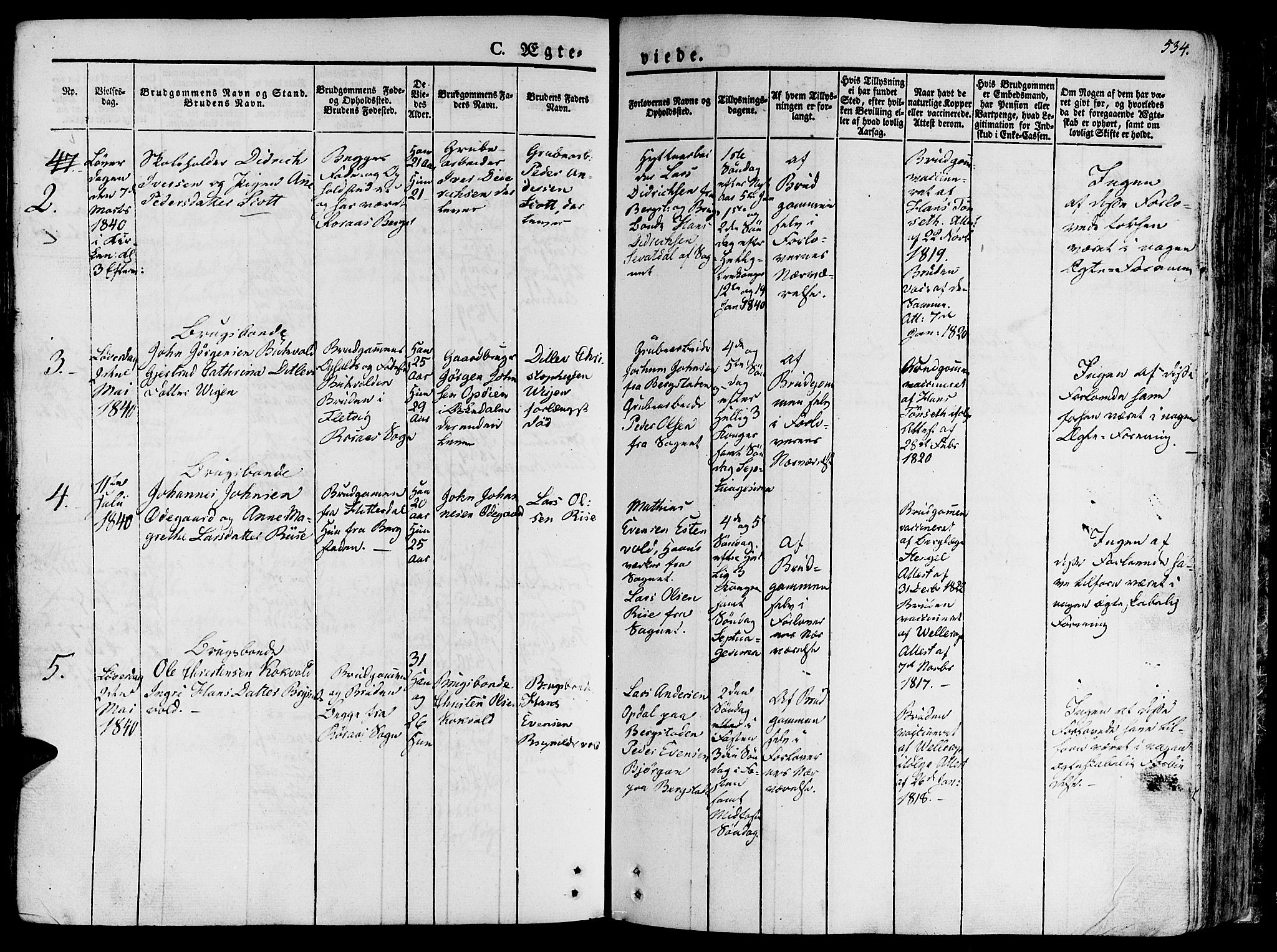 Ministerialprotokoller, klokkerbøker og fødselsregistre - Sør-Trøndelag, AV/SAT-A-1456/681/L0930: Parish register (official) no. 681A08, 1829-1844, p. 534