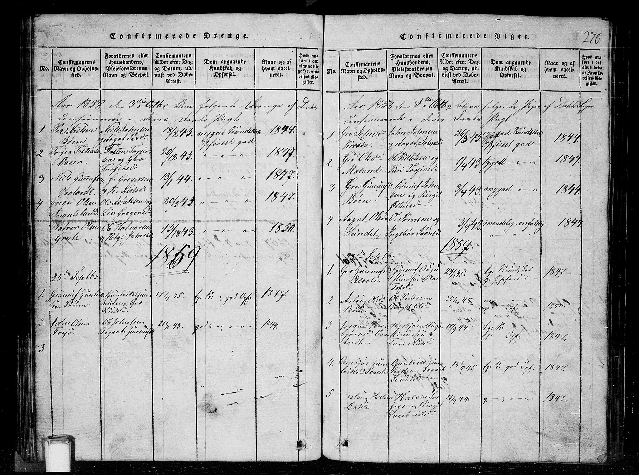 Tinn kirkebøker, SAKO/A-308/G/Gc/L0001: Parish register (copy) no. III 1, 1815-1879, p. 270