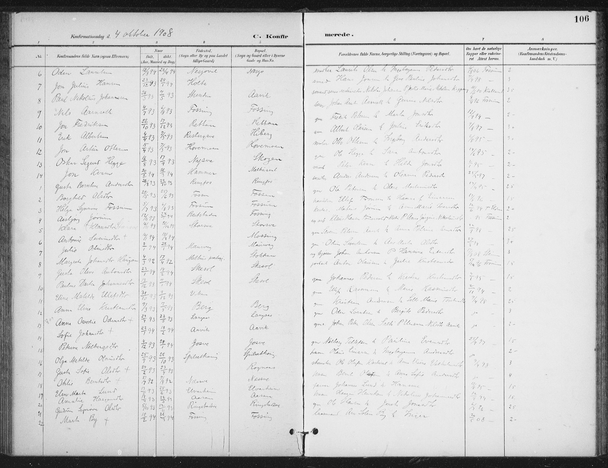 Ministerialprotokoller, klokkerbøker og fødselsregistre - Nord-Trøndelag, AV/SAT-A-1458/714/L0131: Parish register (official) no. 714A02, 1896-1918, p. 106