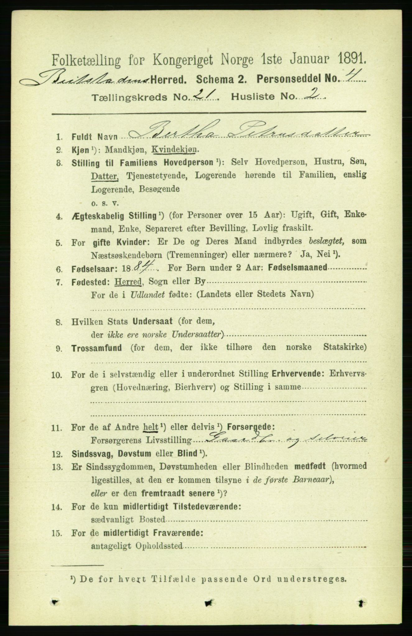 RA, 1891 census for 1727 Beitstad, 1891, p. 5430