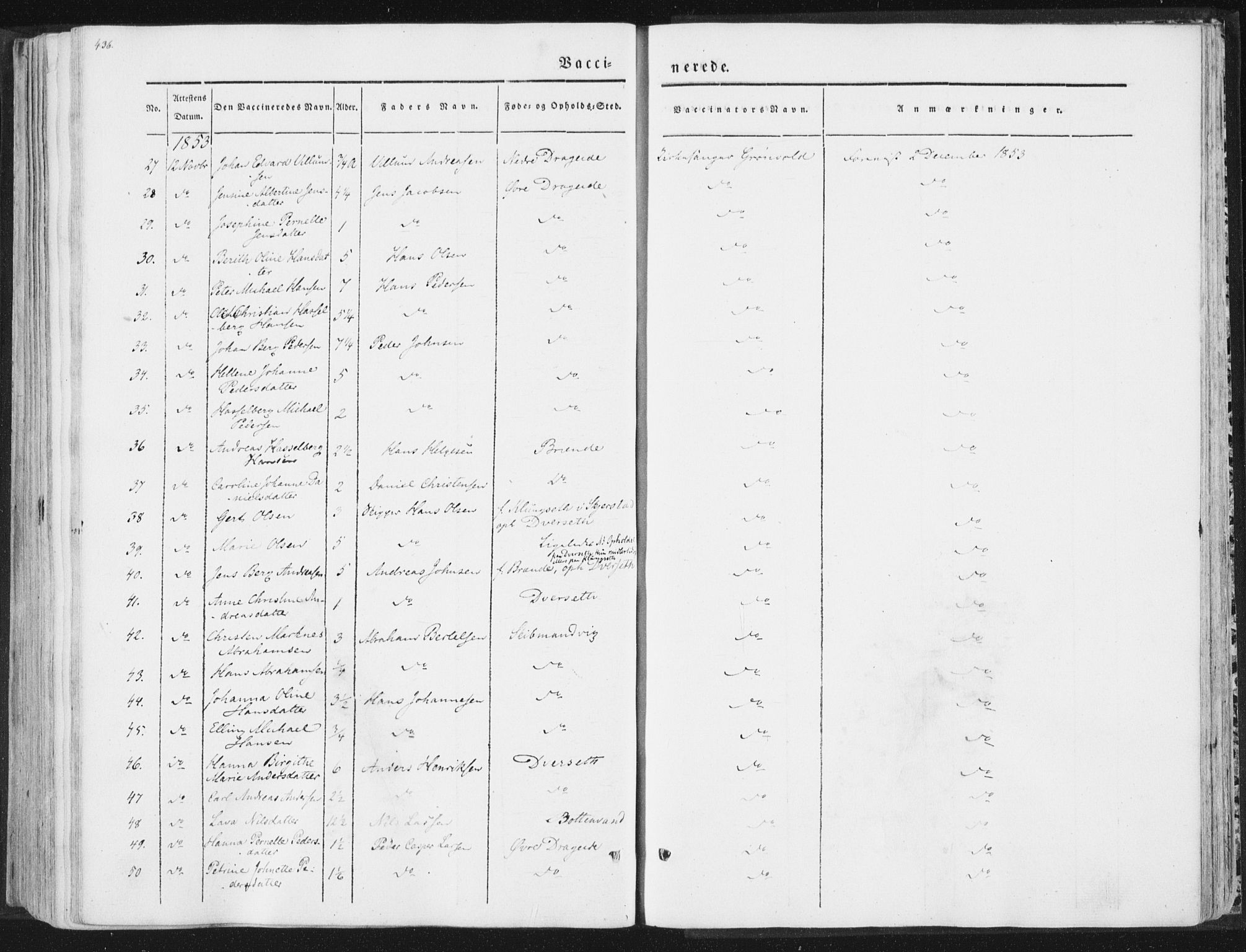 Ministerialprotokoller, klokkerbøker og fødselsregistre - Nordland, AV/SAT-A-1459/847/L0667: Parish register (official) no. 847A07, 1842-1871, p. 436