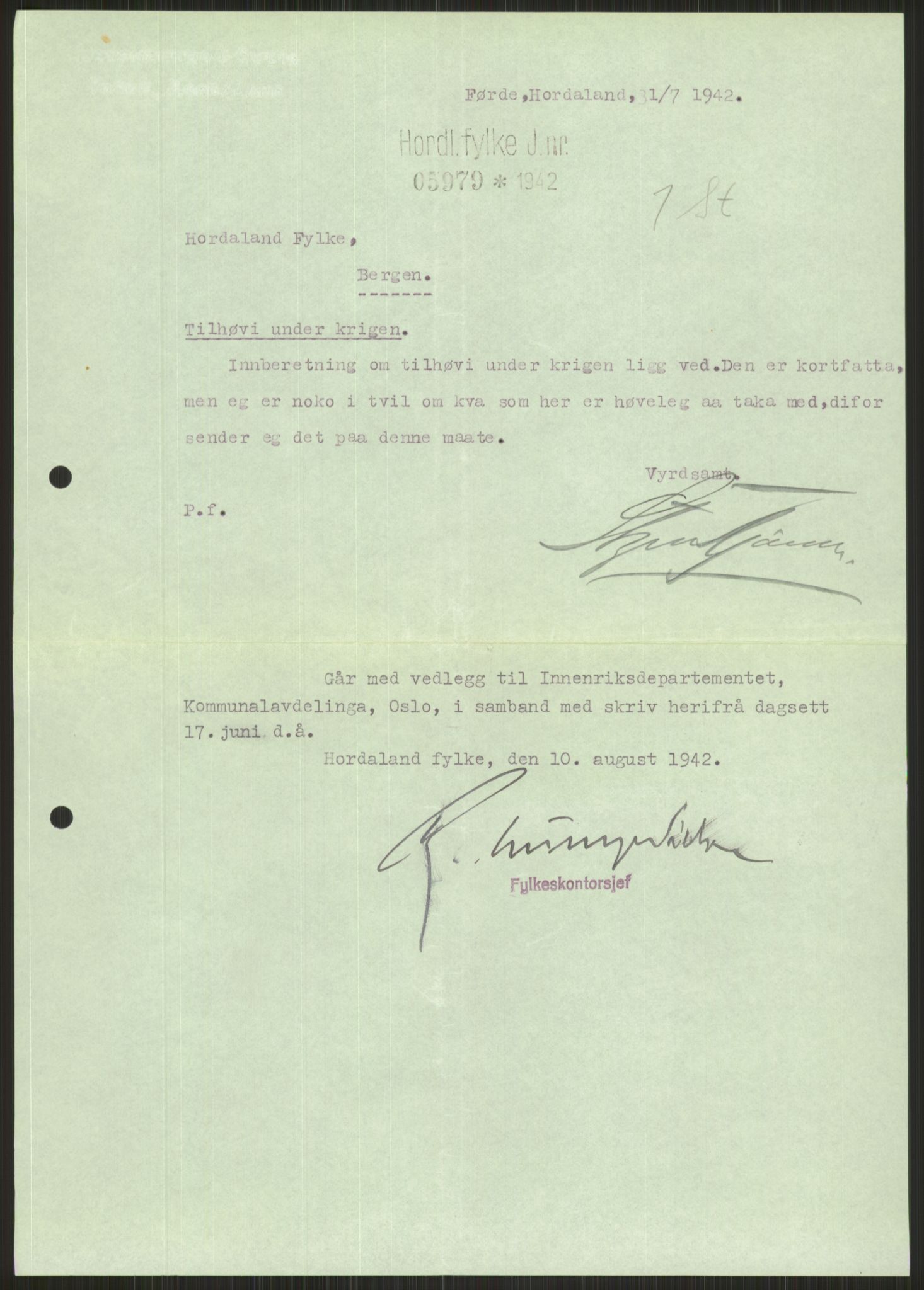 Forsvaret, Forsvarets krigshistoriske avdeling, AV/RA-RAFA-2017/Y/Ya/L0015: II-C-11-31 - Fylkesmenn.  Rapporter om krigsbegivenhetene 1940., 1940, p. 419
