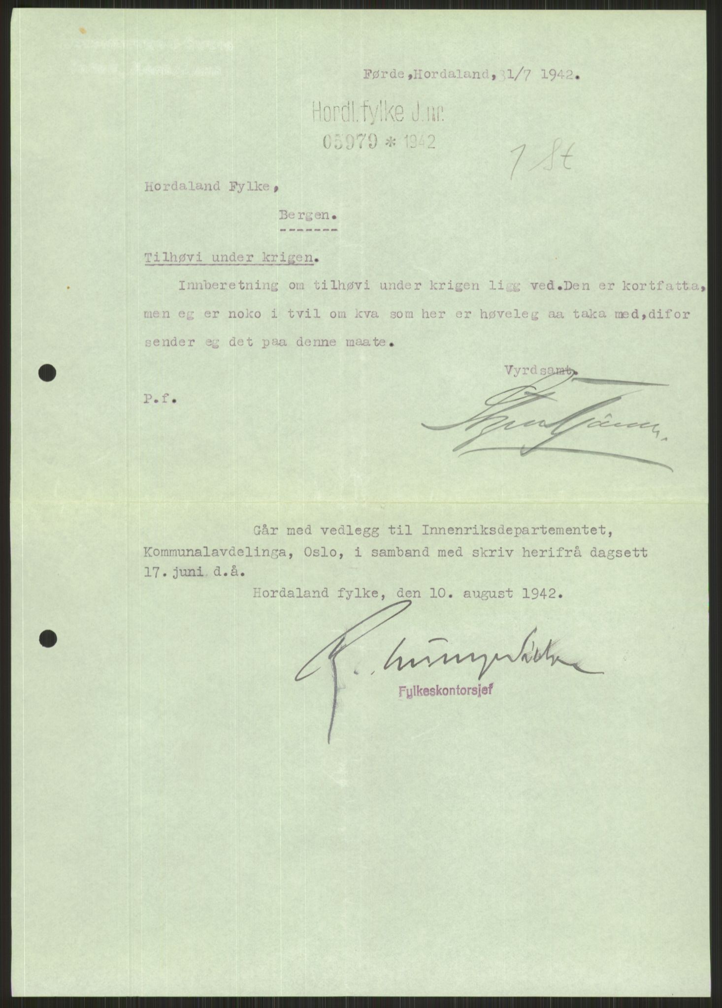 Forsvaret, Forsvarets krigshistoriske avdeling, RA/RAFA-2017/Y/Ya/L0015: II-C-11-31 - Fylkesmenn.  Rapporter om krigsbegivenhetene 1940., 1940, p. 419