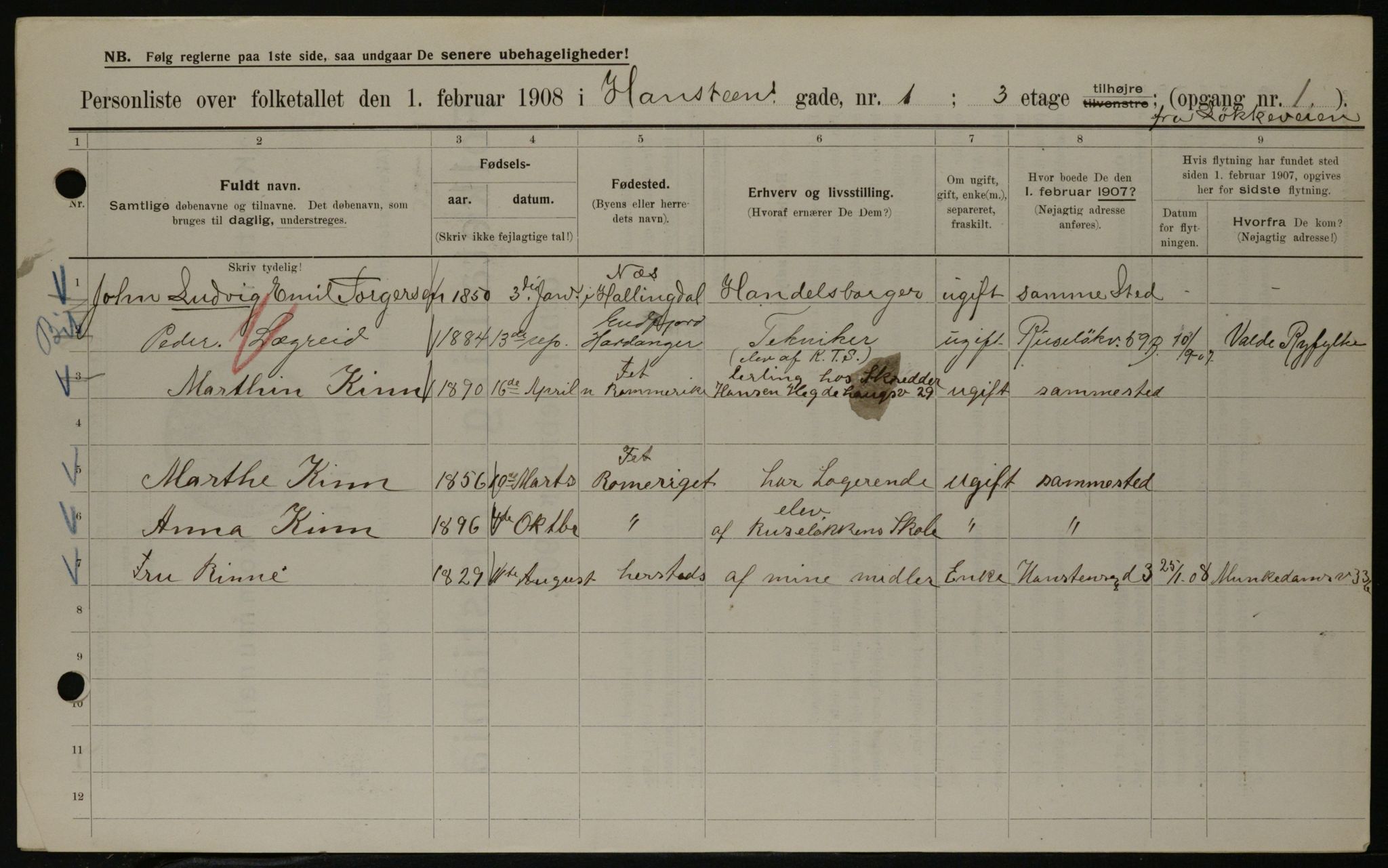 OBA, Municipal Census 1908 for Kristiania, 1908, p. 31323