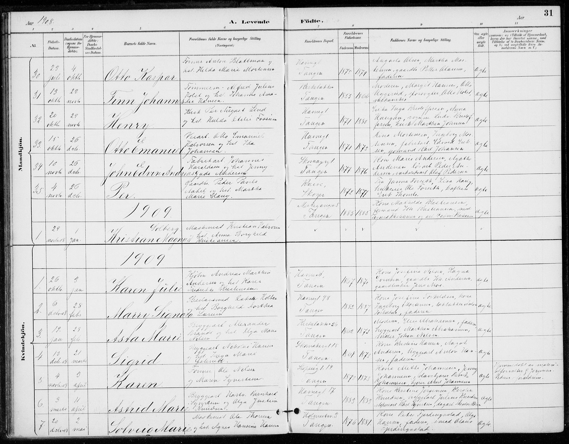 Strømsø kirkebøker, AV/SAKO-A-246/F/Fb/L0007: Parish register (official) no. II 7, 1887-1928, p. 31