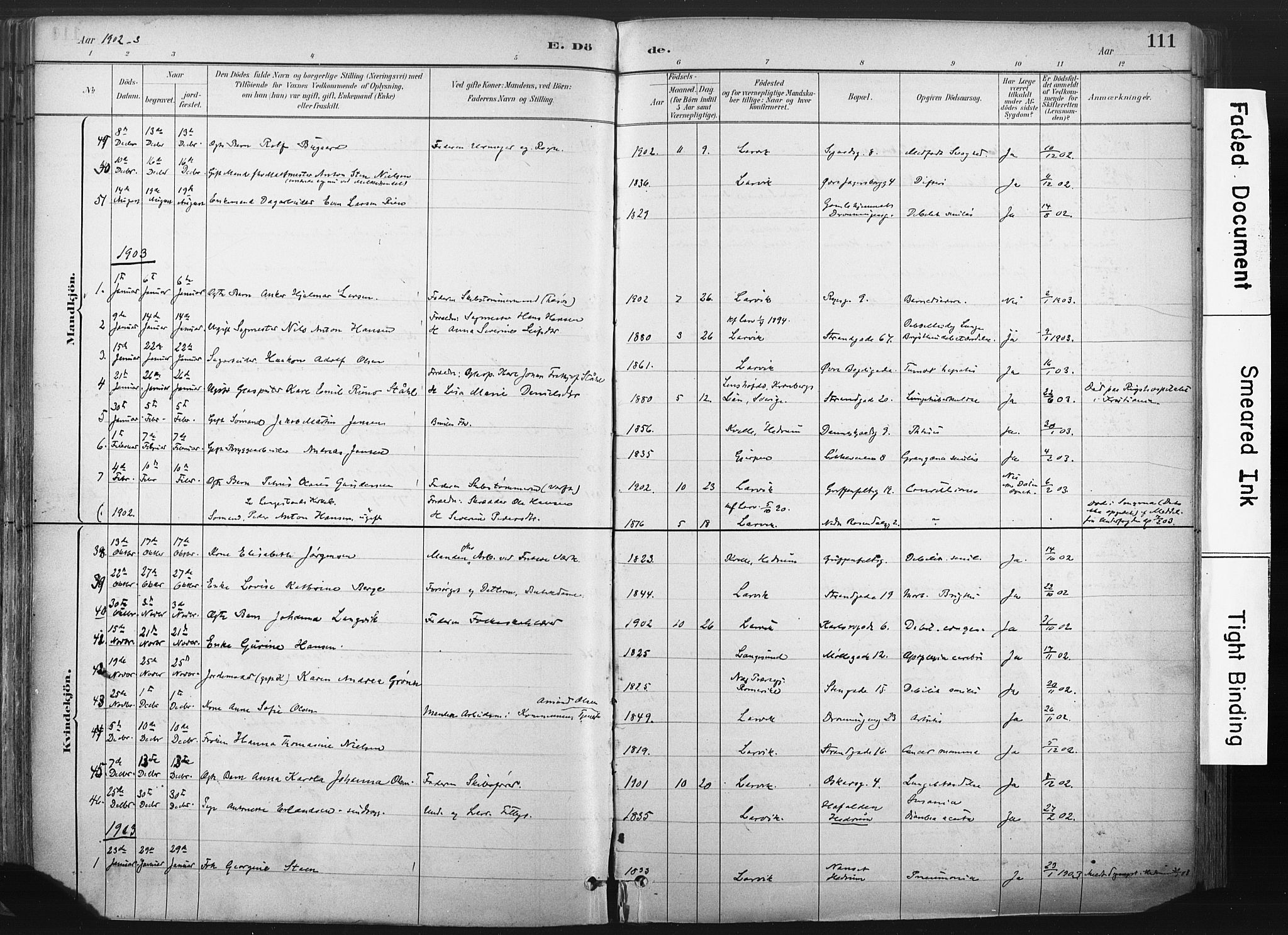 Larvik kirkebøker, AV/SAKO-A-352/F/Fa/L0010: Parish register (official) no. I 10, 1884-1910, p. 111