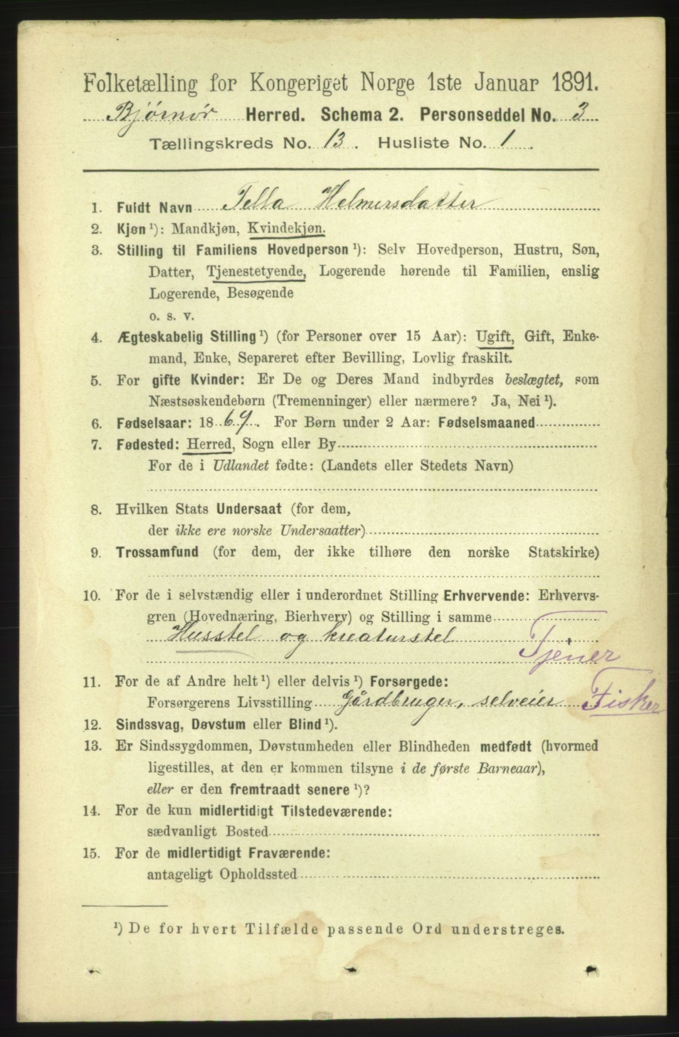 RA, 1891 census for 1632 Bjørnør, 1891, p. 5530