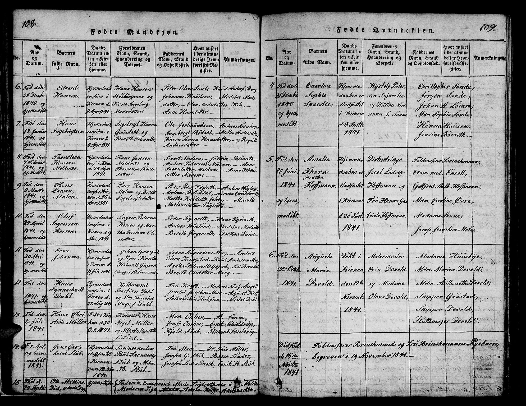 Ministerialprotokoller, klokkerbøker og fødselsregistre - Møre og Romsdal, SAT/A-1454/558/L0700: Parish register (copy) no. 558C01, 1818-1868, p. 108-109